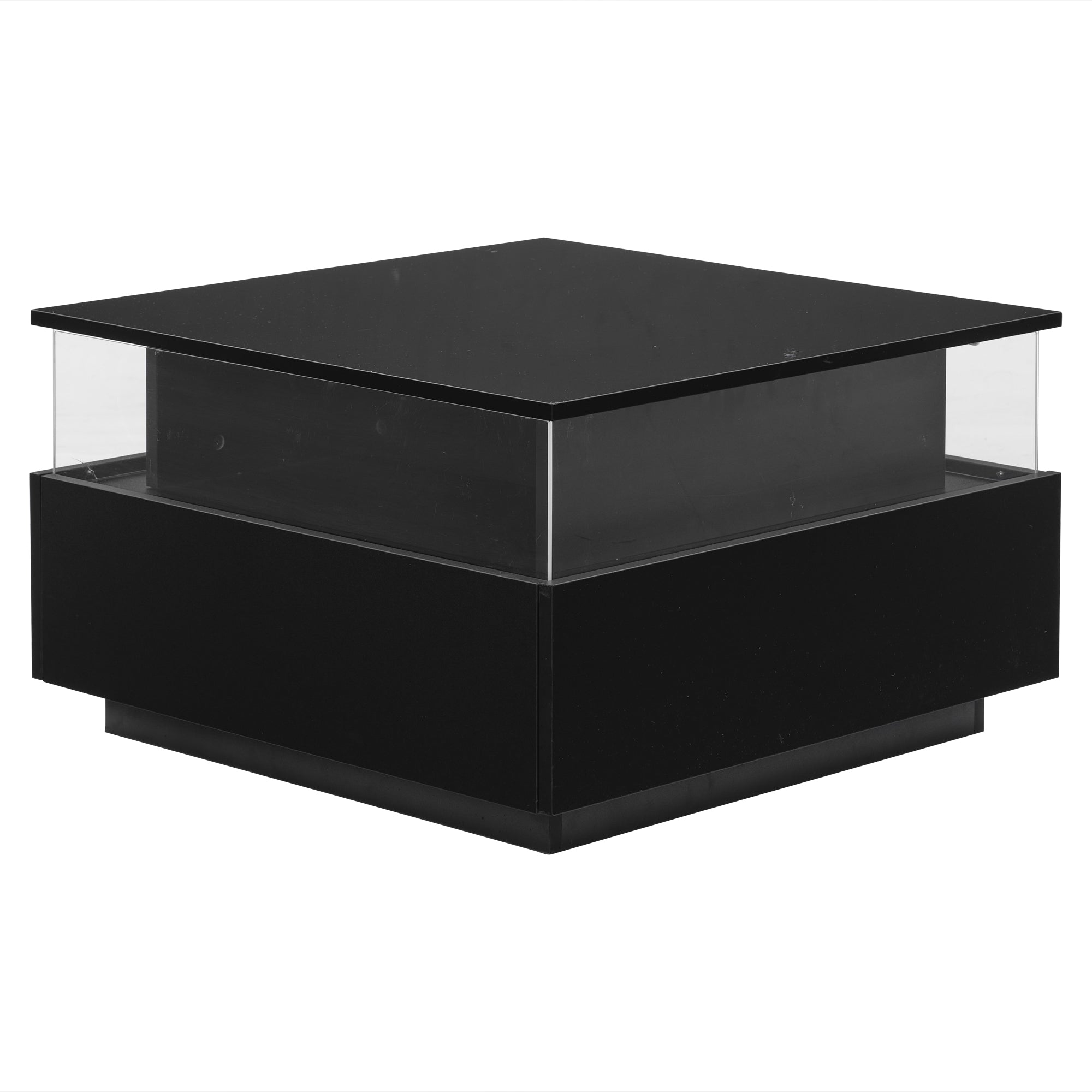 Logidon hoogglans LED salontafel 90x55x45 cm zwart 2 lades