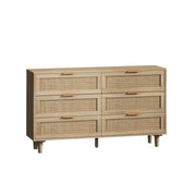 Logidon 130 cm rotan dressoir met 6 lades naturel rotan