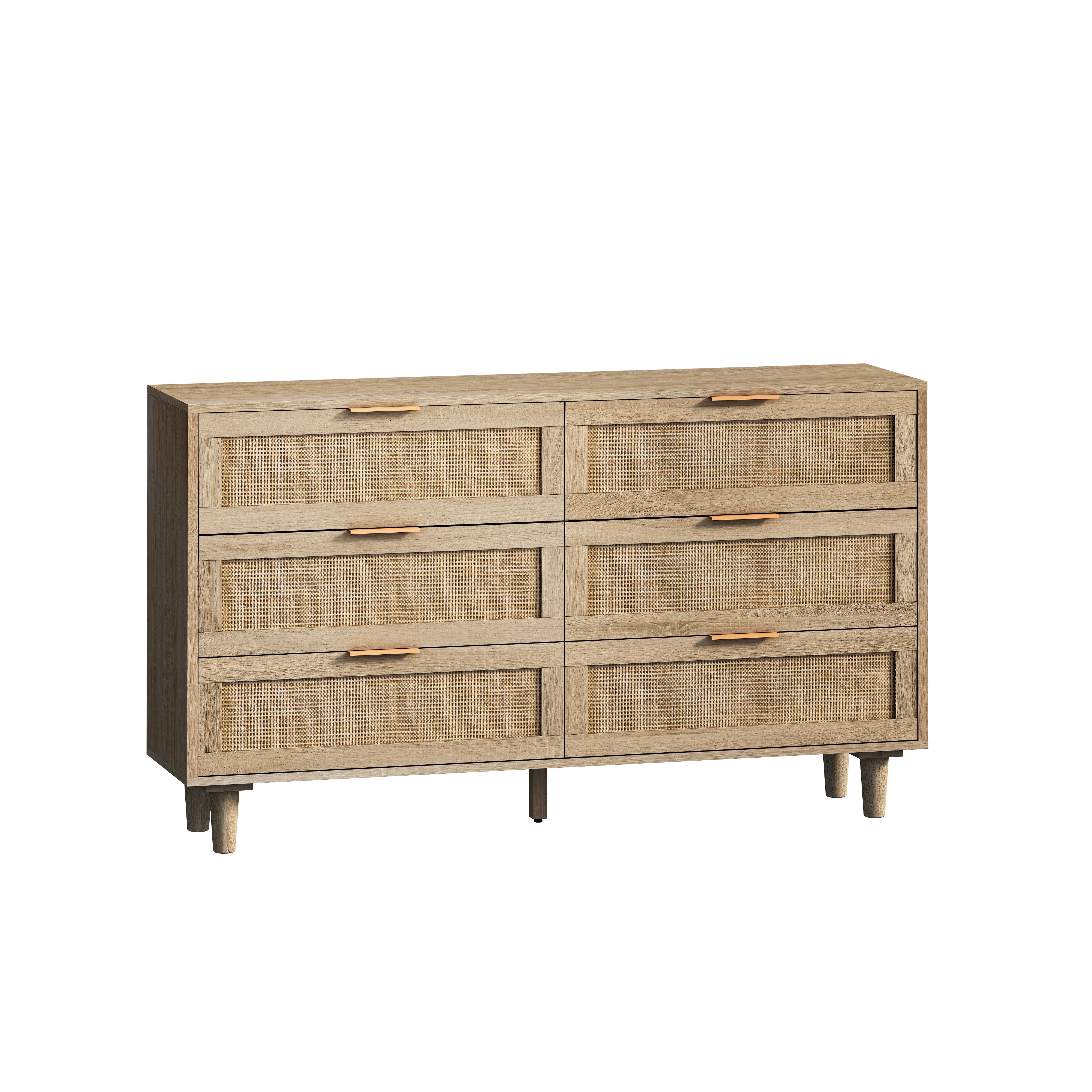 Logidon 130 cm rotan dressoir met 6 lades naturel rotan