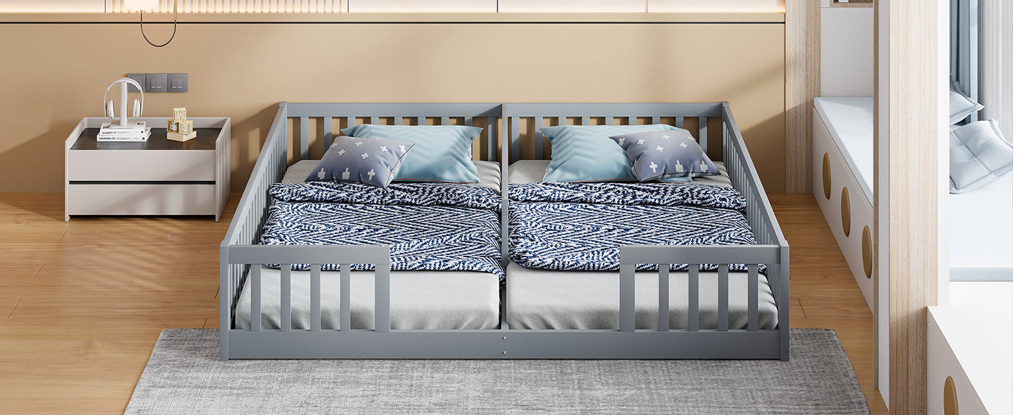Logidon Upholstered Bed 90x200 cm Gray Children's Bed With Safety Gate