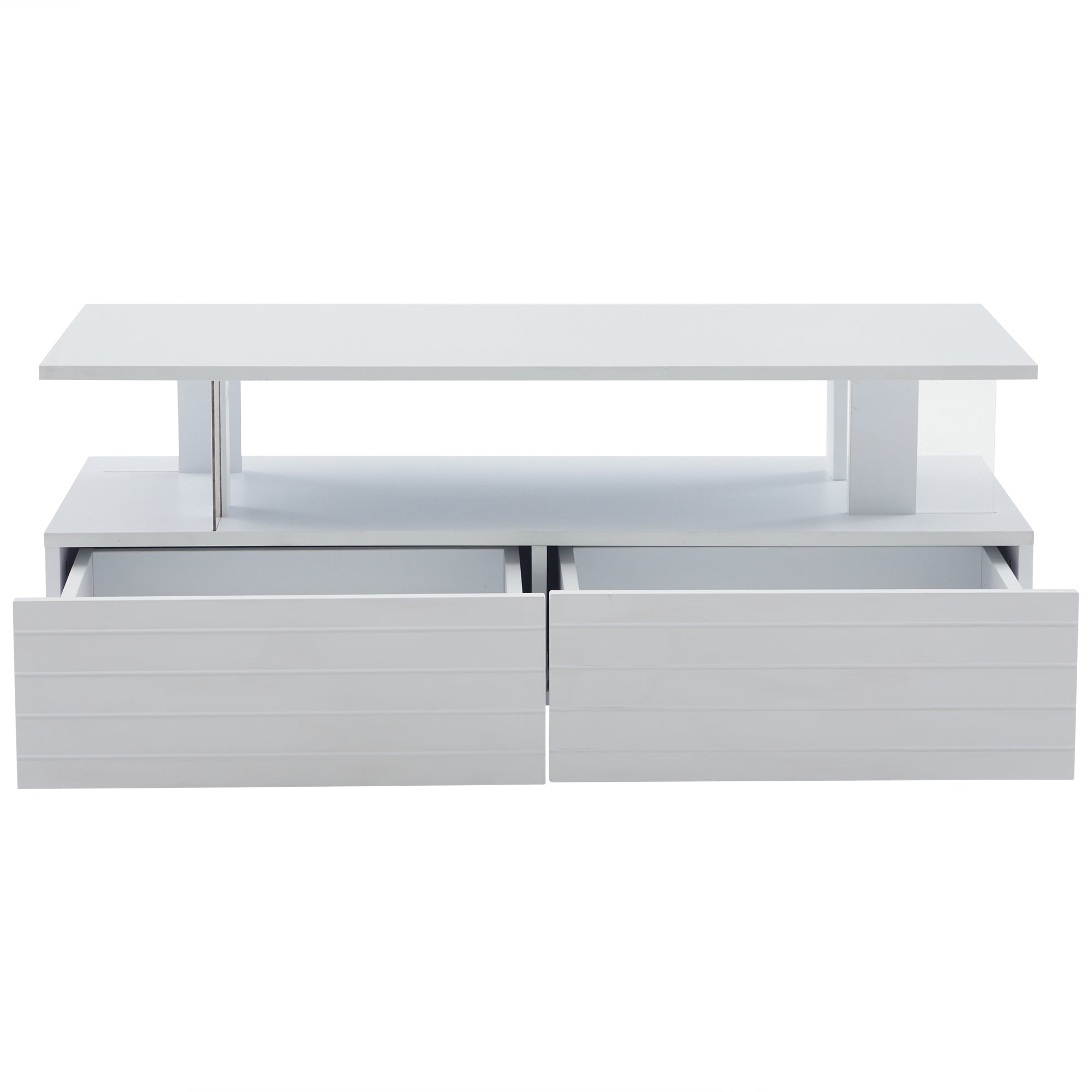 Logidon Witte LED Salontafel met Opbergruimte Bluetooth App Bediening 100x50x42 Cm