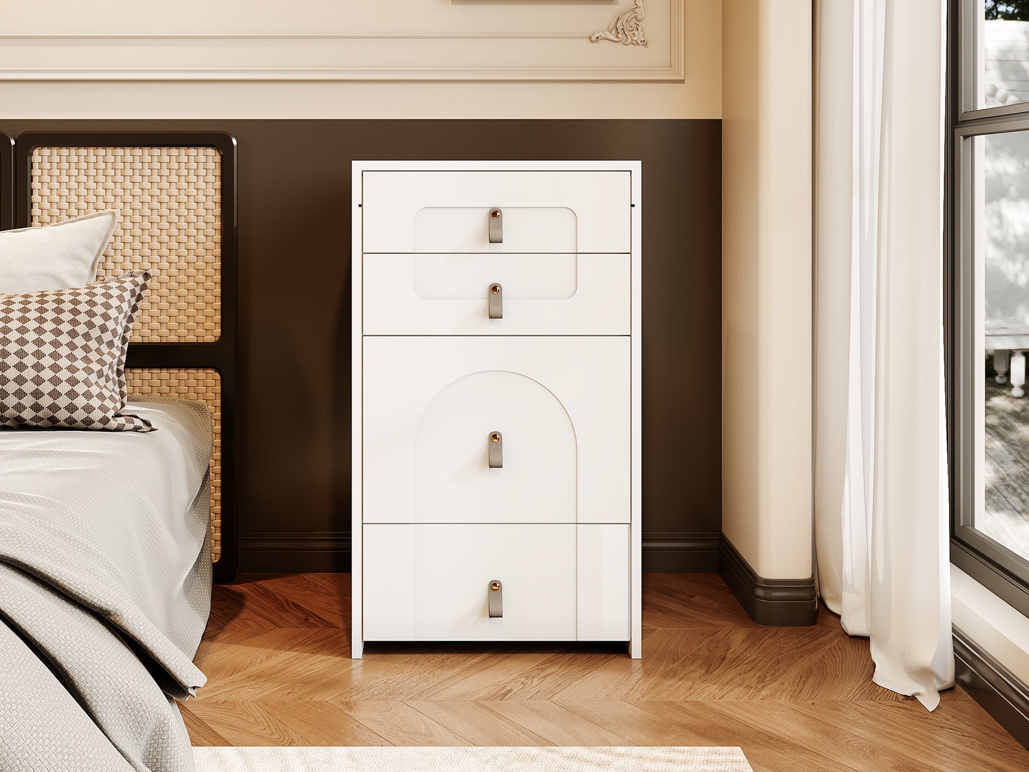 Logidon kaptafel met spiegel en LED-verlichting wit 3 lades