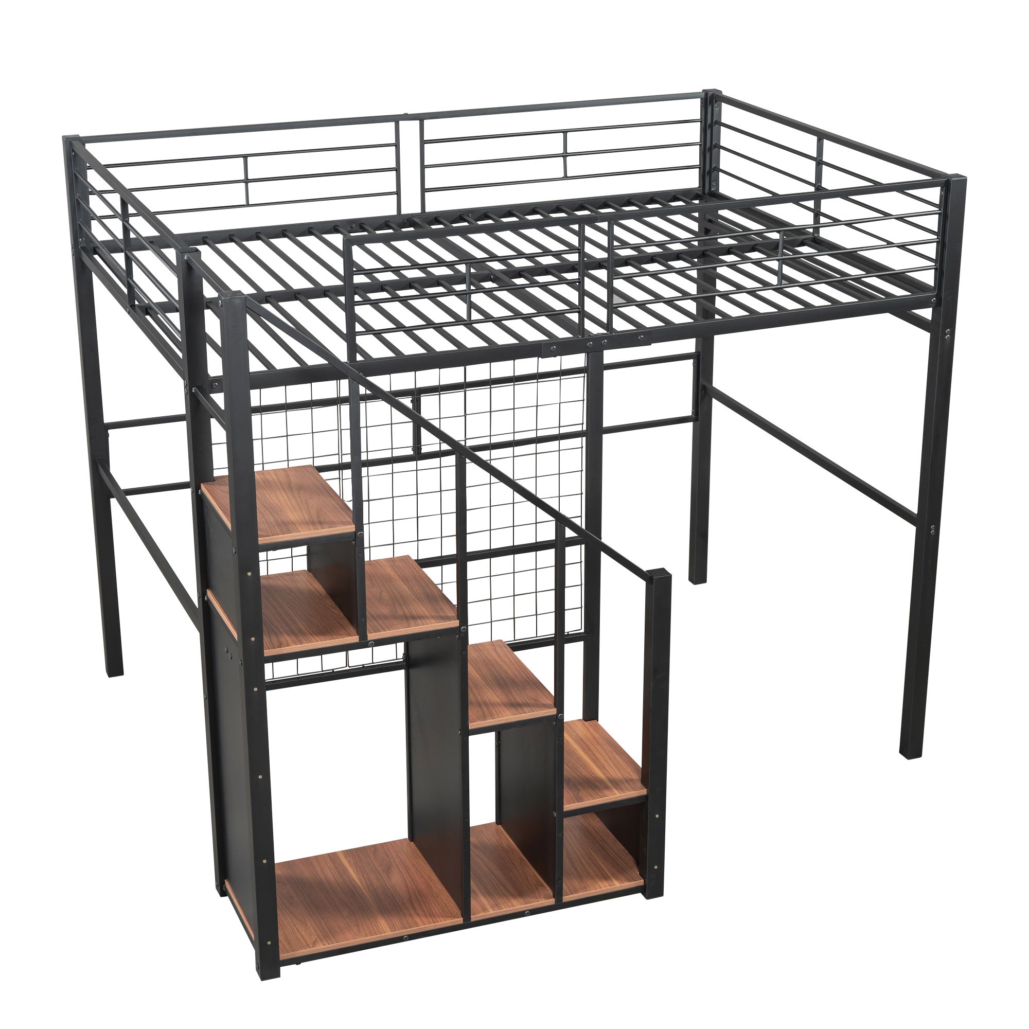 Logidon hoogslaper 140x200 met veiligheidsladder metalen frame zwart