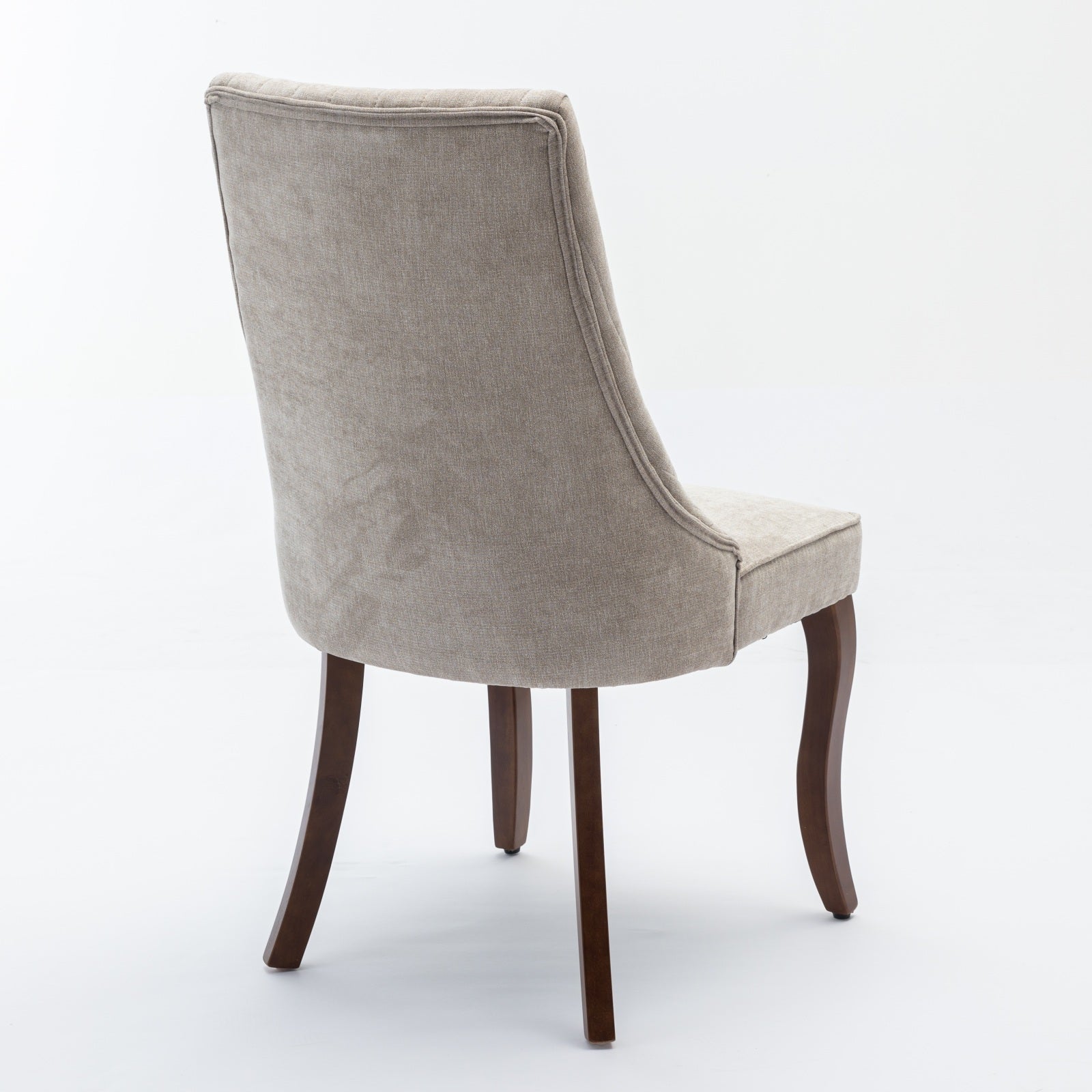 Logidon beige chenille eetkamerstoelen set van 2 massief houten poten