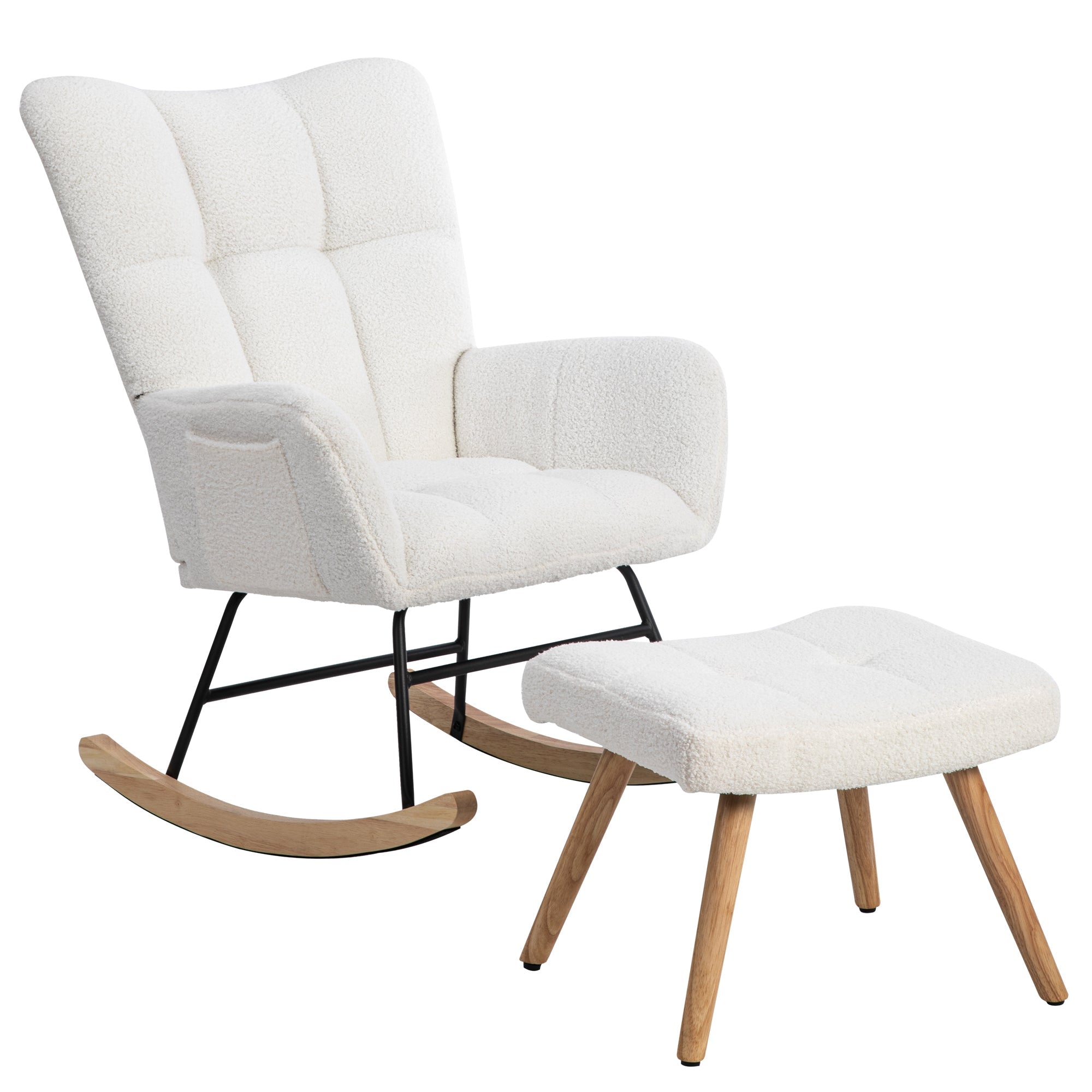 Logidon Ergonomische Witte Schommelstoel Met Voetenbank Hoogte 92 cm