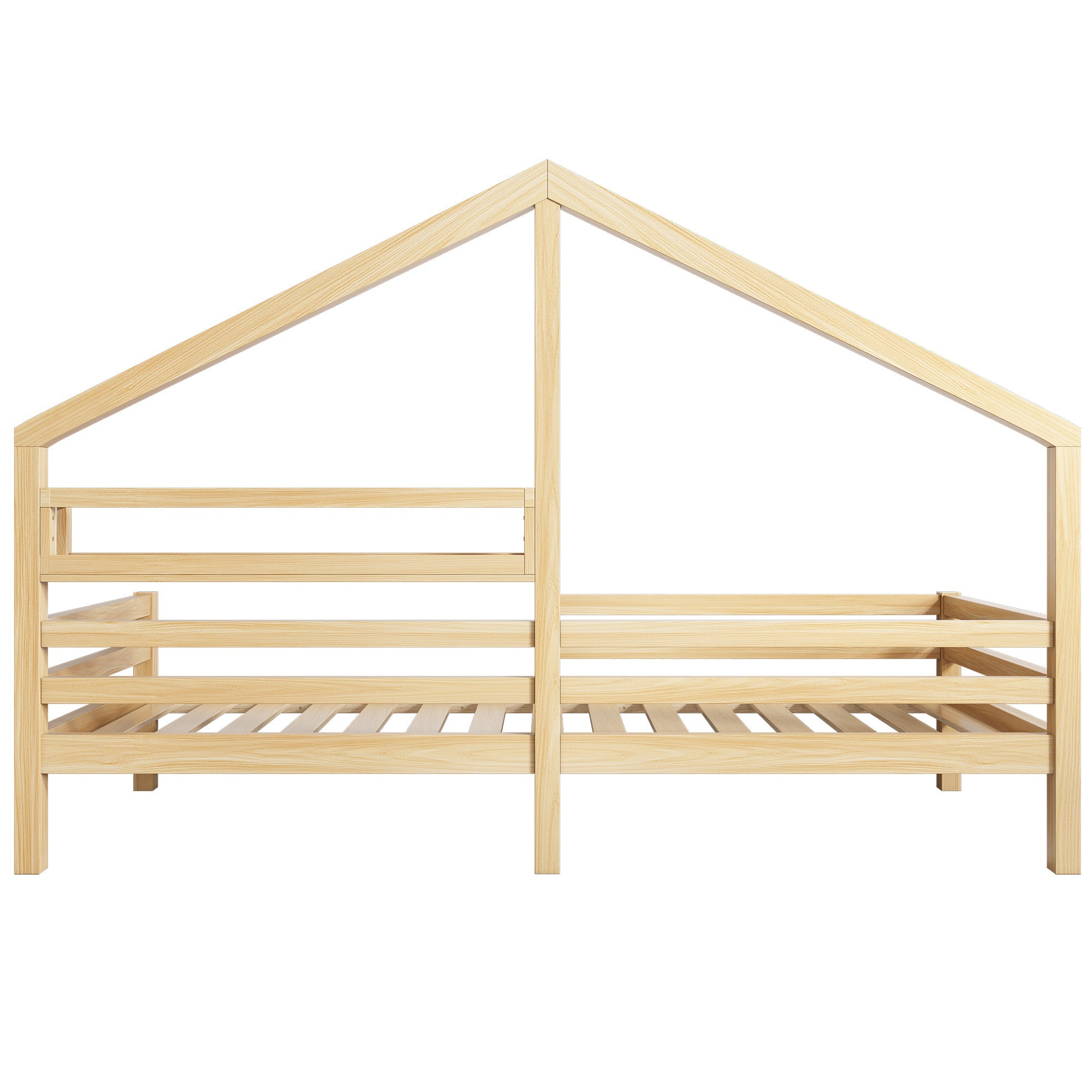 Logidon huisbed kinderbed 90x200 naturel met plank plank schouwvorm