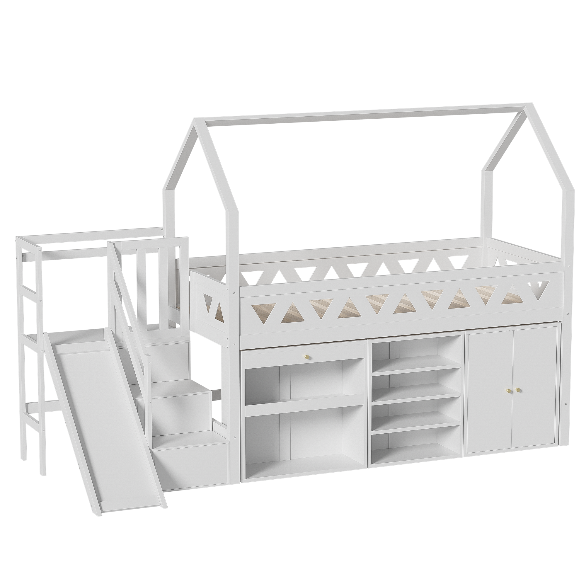 Logidon Kinderbed Wit 90x200 Met Glijbaan En Trap