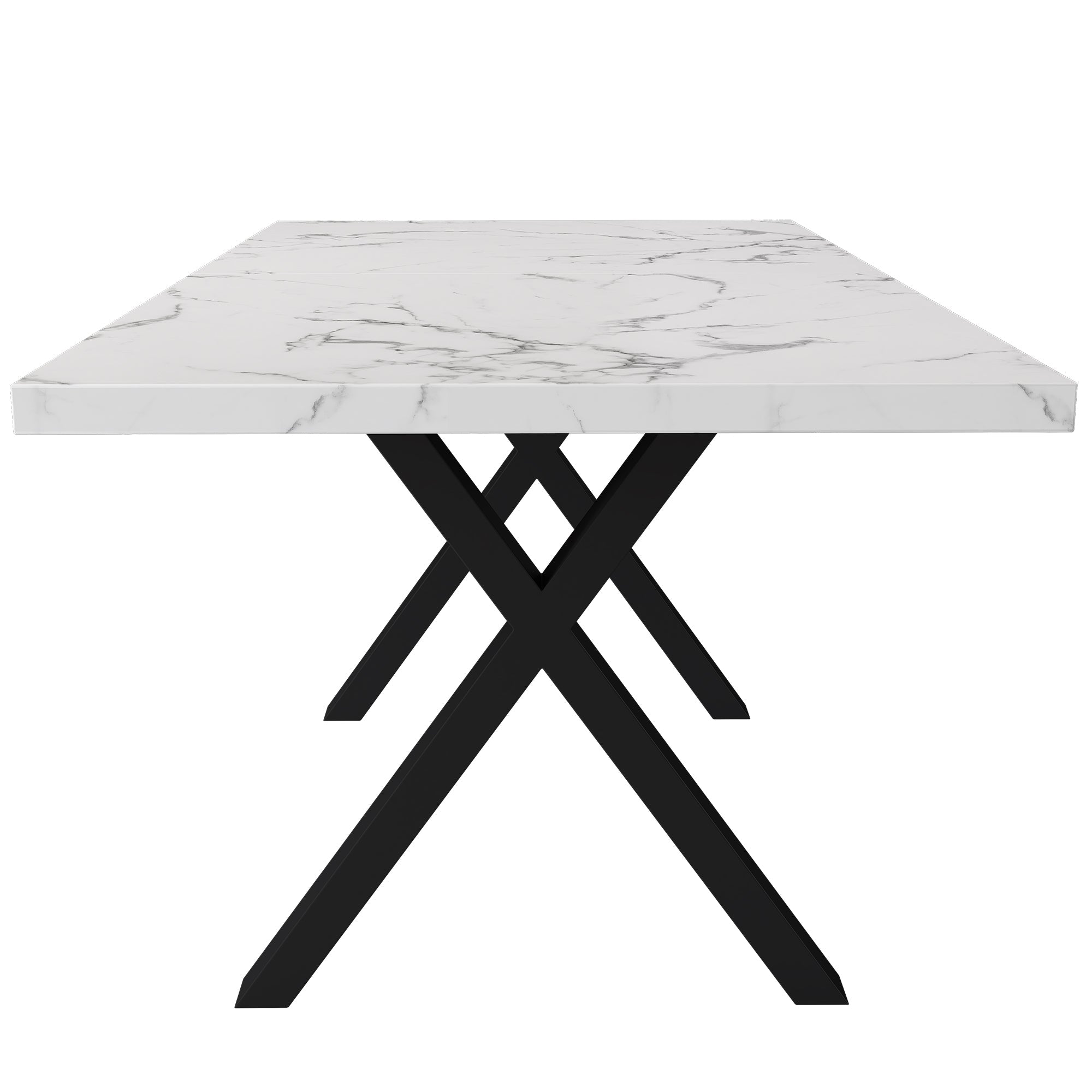 Logidon eettafel kruispoten marmerlook zwart wit 140x80x76 cm