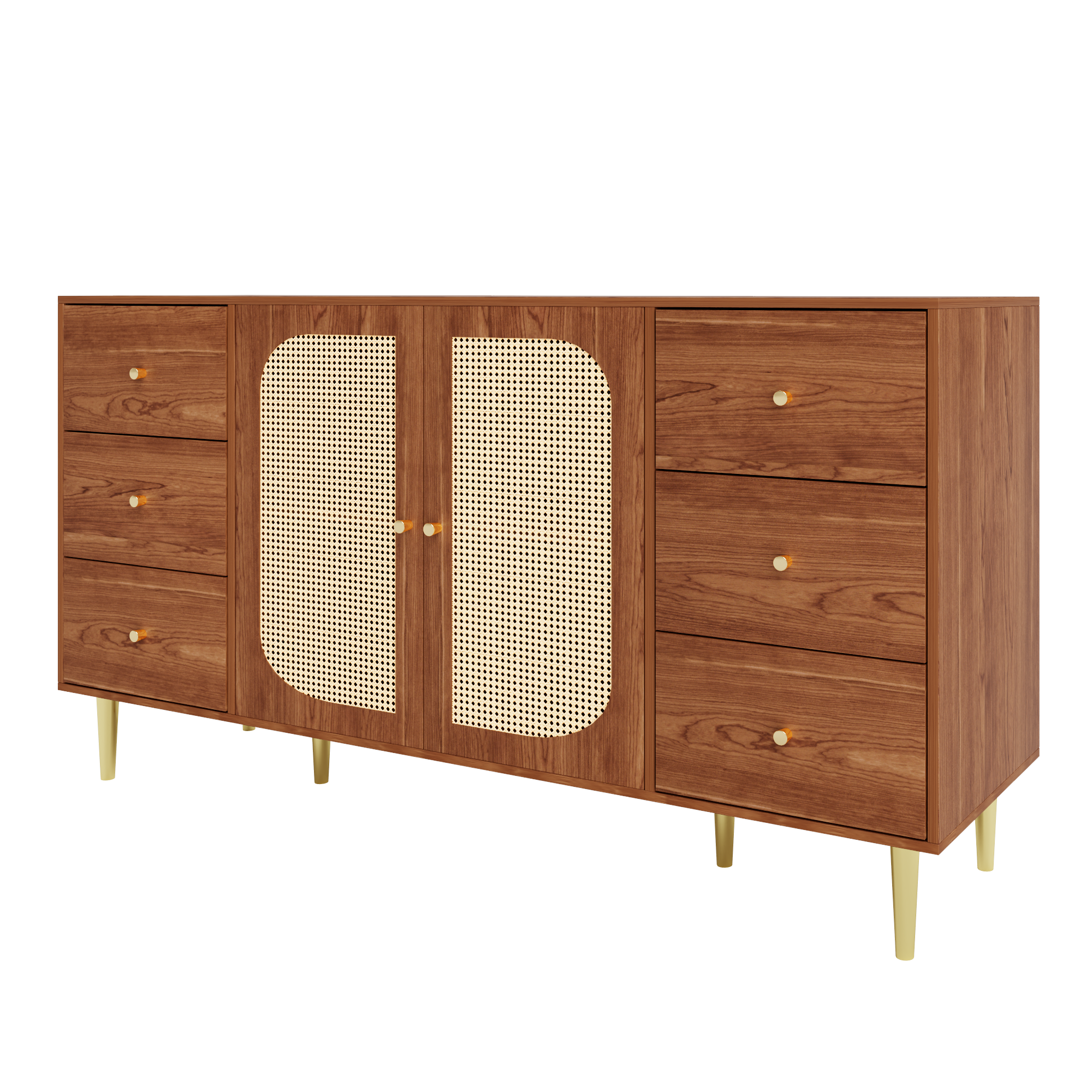 Logidon Rotan Dressoir Bruin 160x40x90 cm met Lade