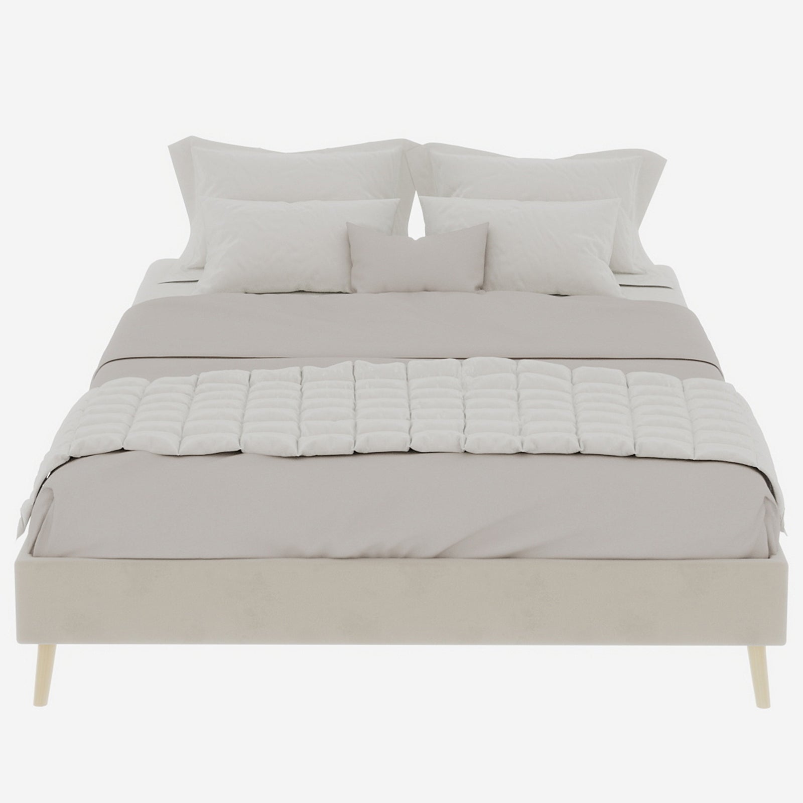 Logidon Modern Minimalistisch Bedframe 160x200 Beige Nederlands Fluweel