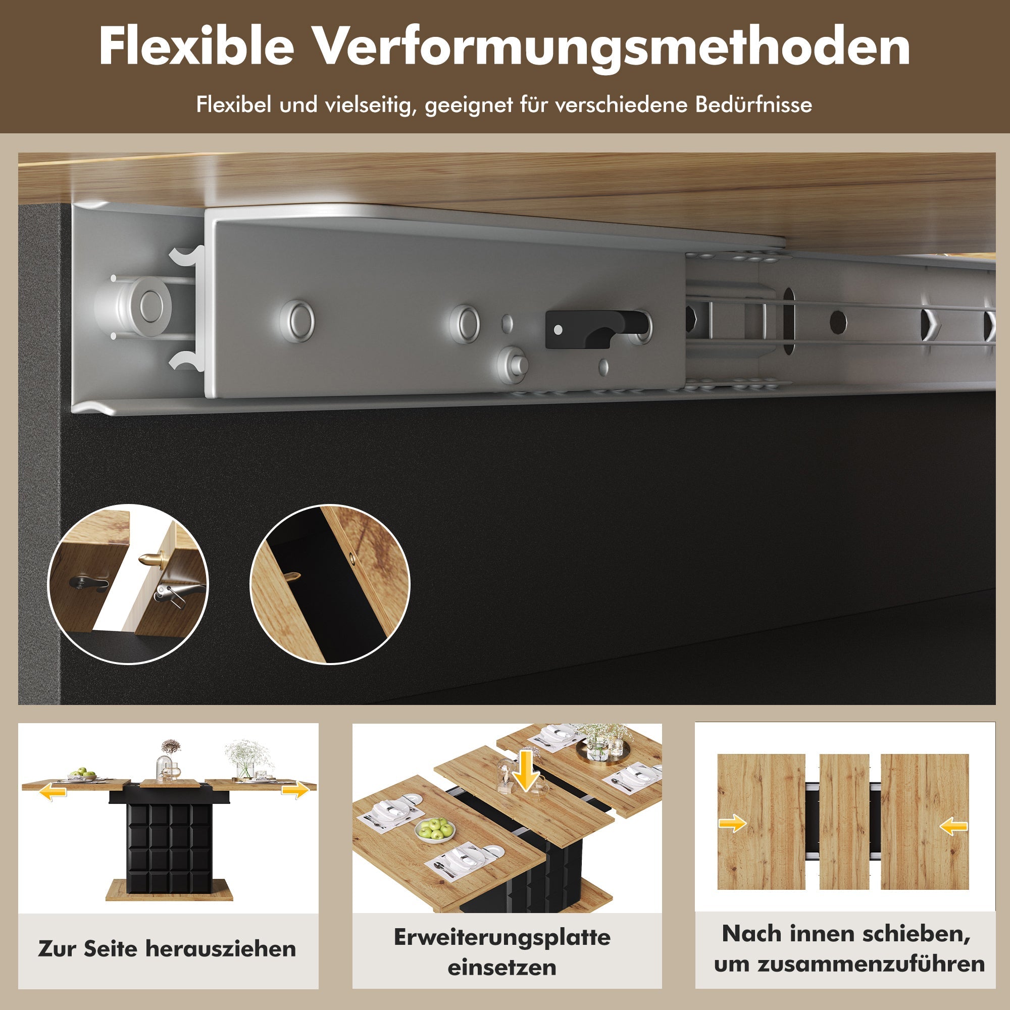 Logidon uitschuifbare eettafel 110-140 centimeter telescopisch naturel MDF
