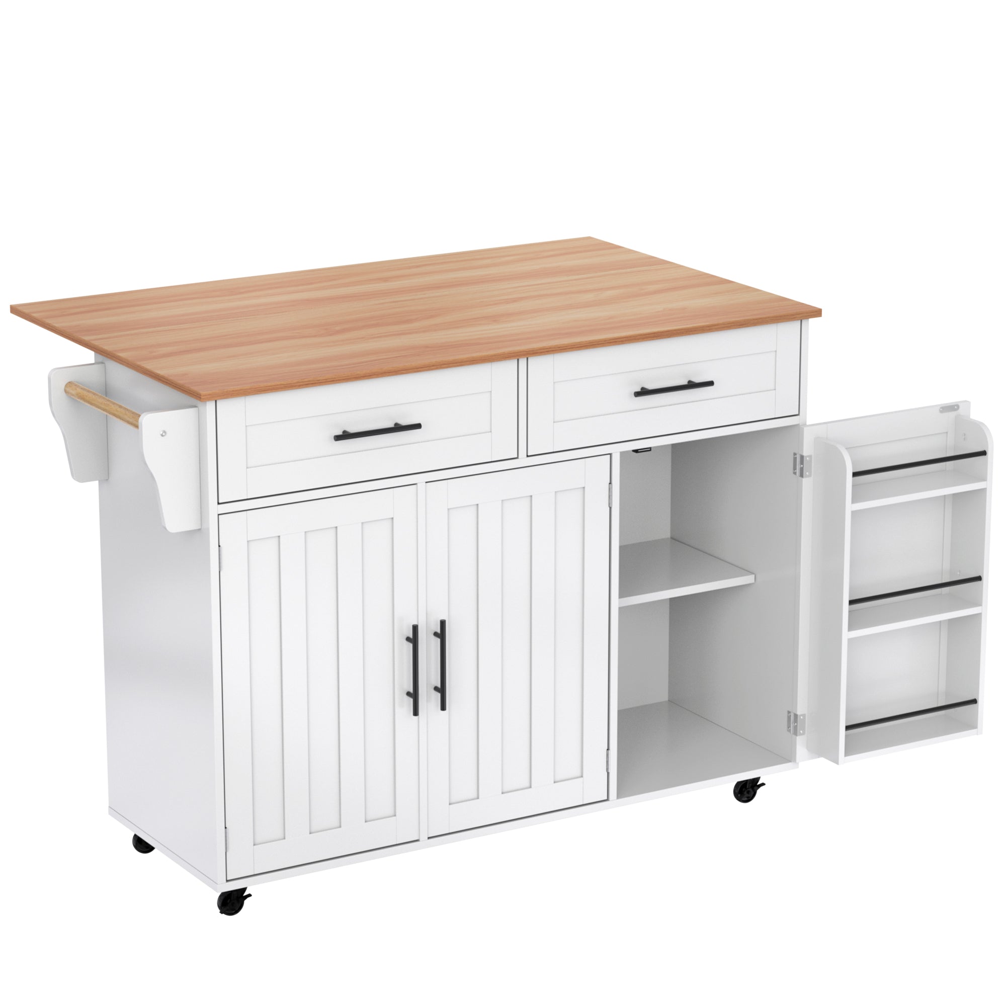 Logidon kitchen trolley solid wood worktop folding top white