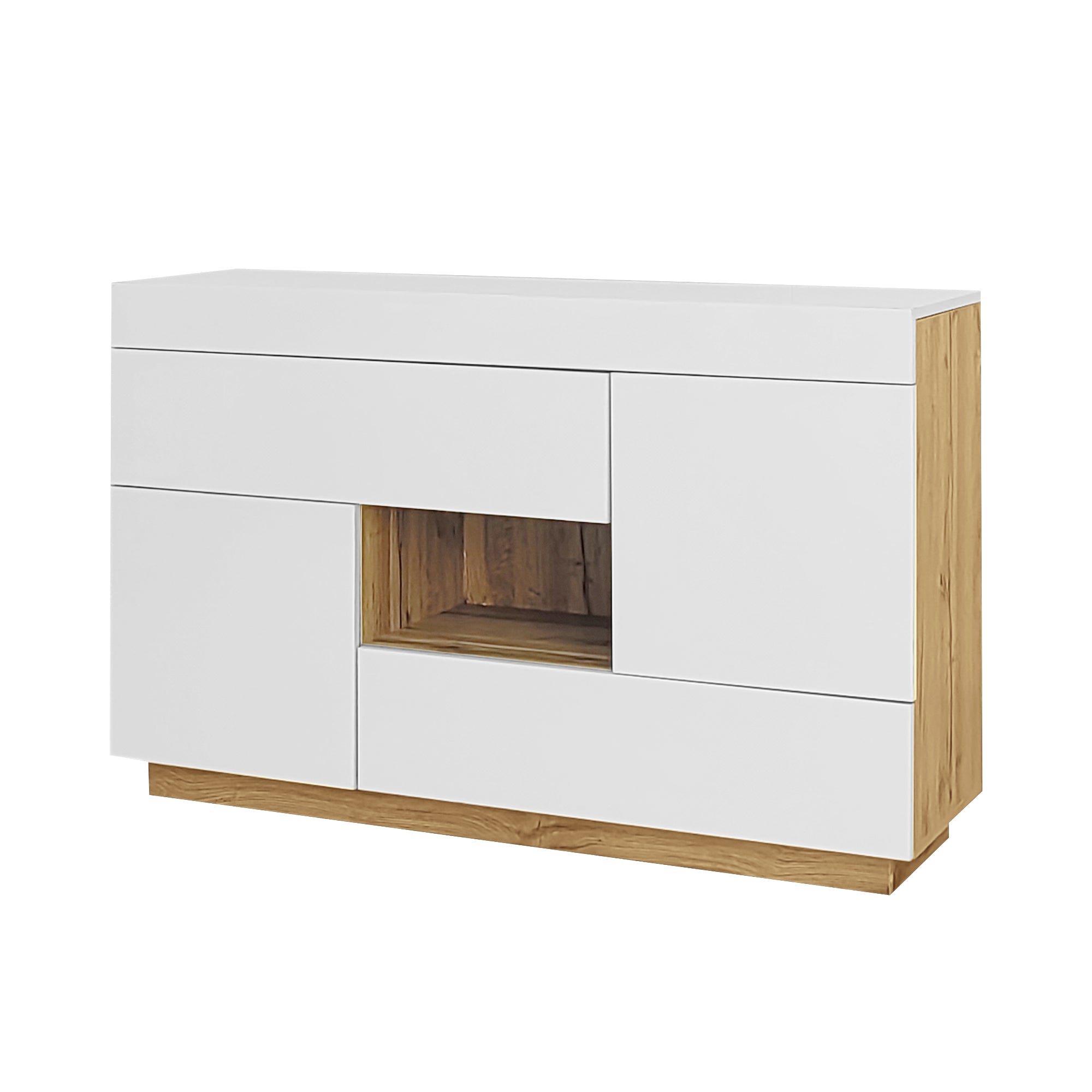 Logidon dressoir hoogglans wit vitrinekast LED 16 kleuren 120x37x76,5 cm