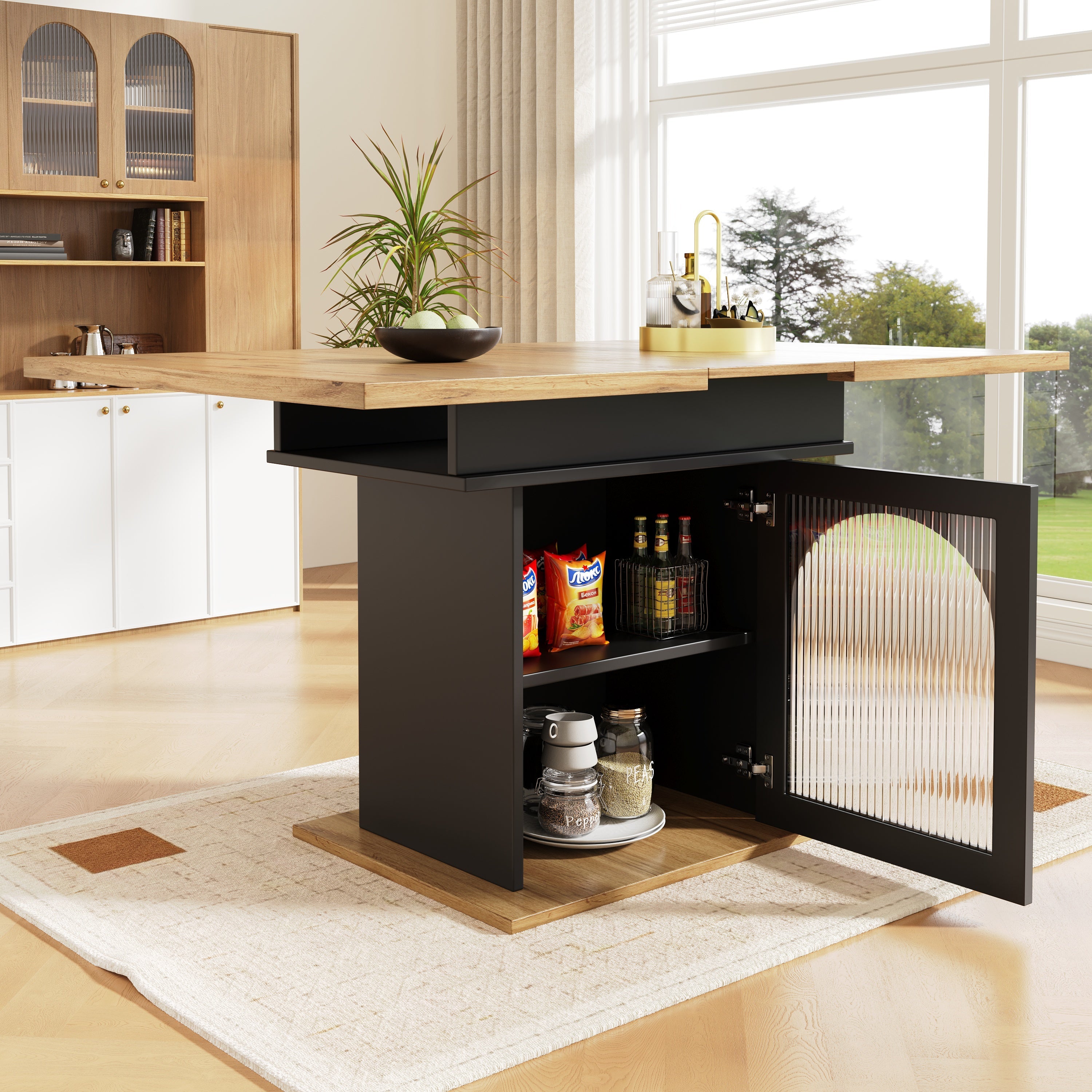 Logidon eettafel telescopische tafel 140×80 cm met drie opbergniveaus