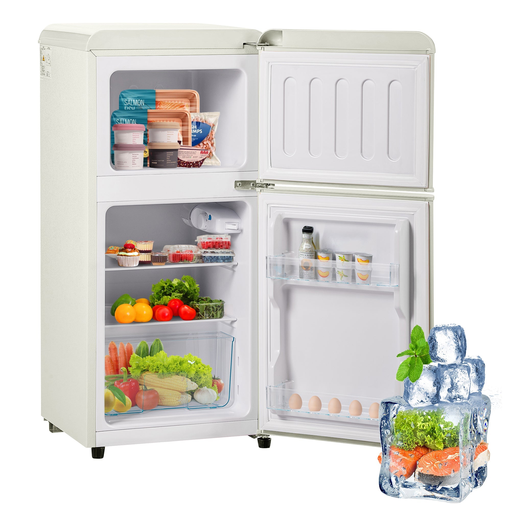 Logidon Retro Koel-vriescombinatie Tweedeurs Crème Wit