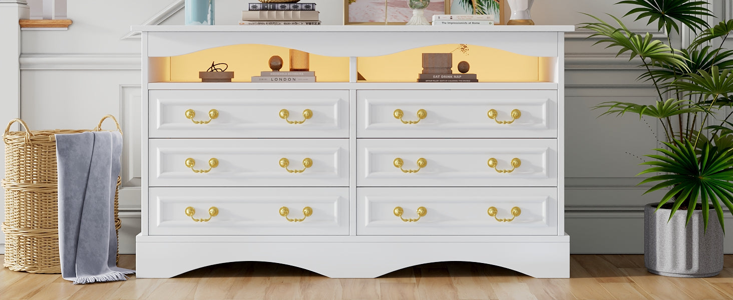Logidon Dressoir 120x40x70 met LED-licht en halfopen opbergruimte Wit