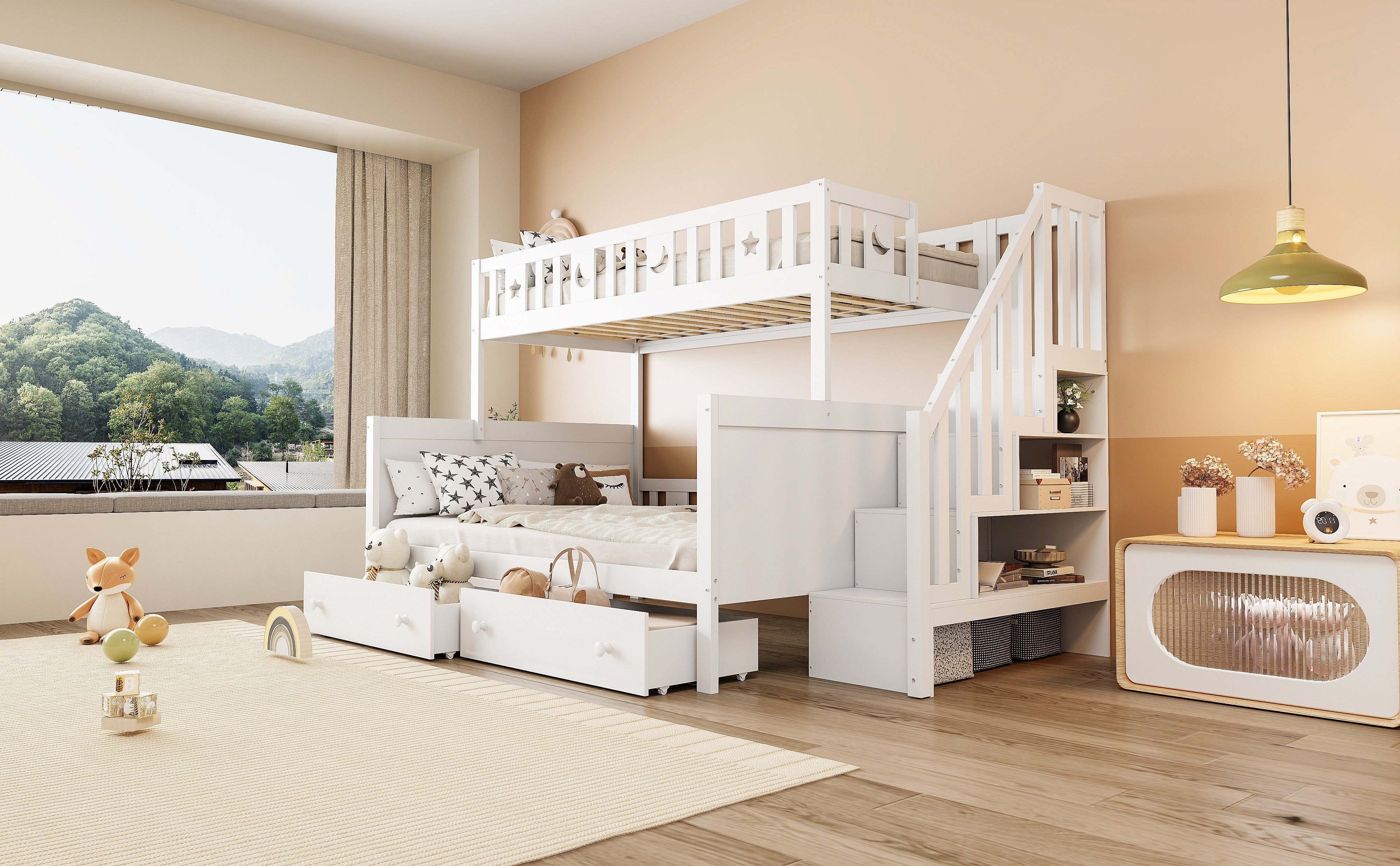 Logidon kinderstapelbed 90x200/140x200 wit met veiligheidstrap