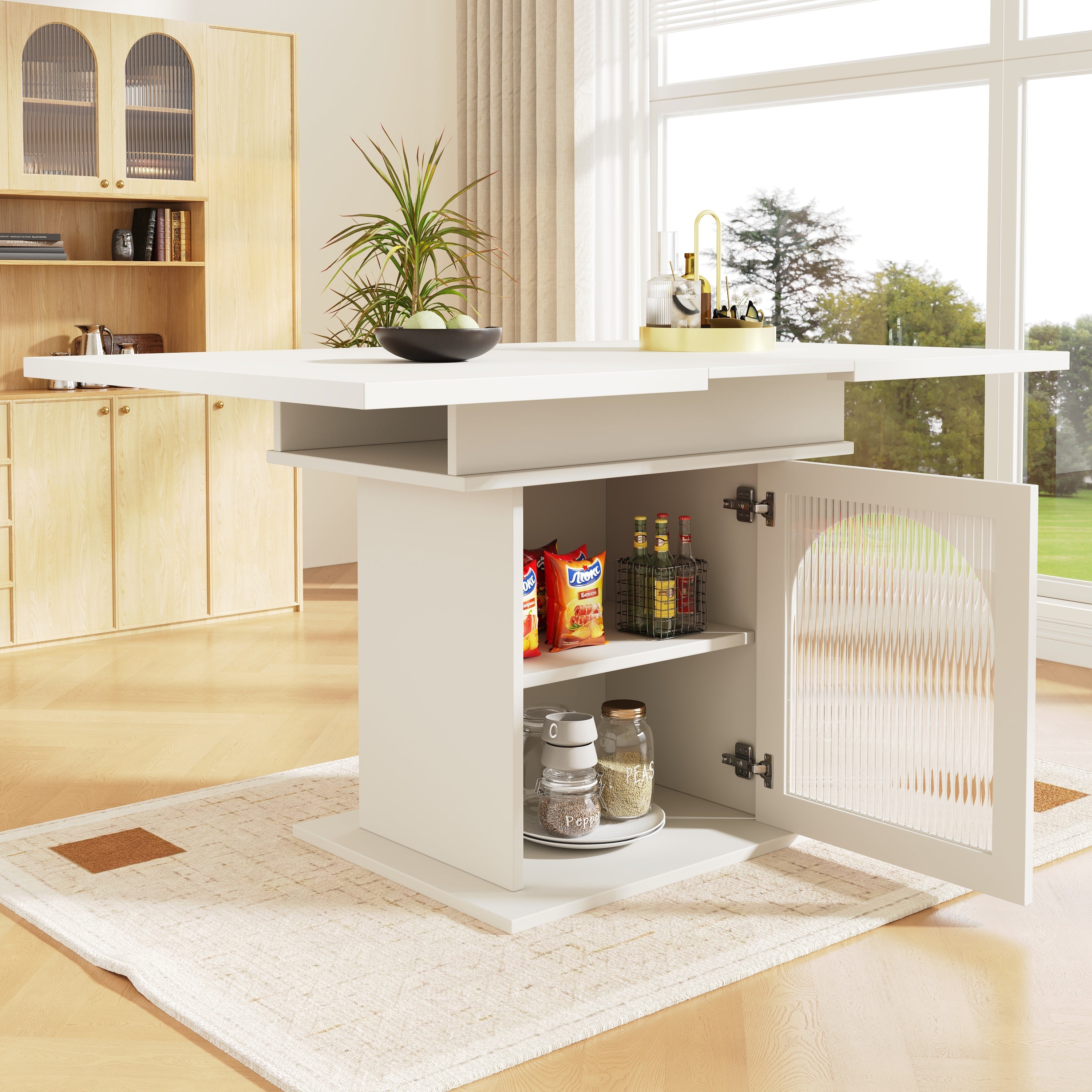 Logidon eettafel telescopische tafel 140x80 wit uitschuifbaar met planken