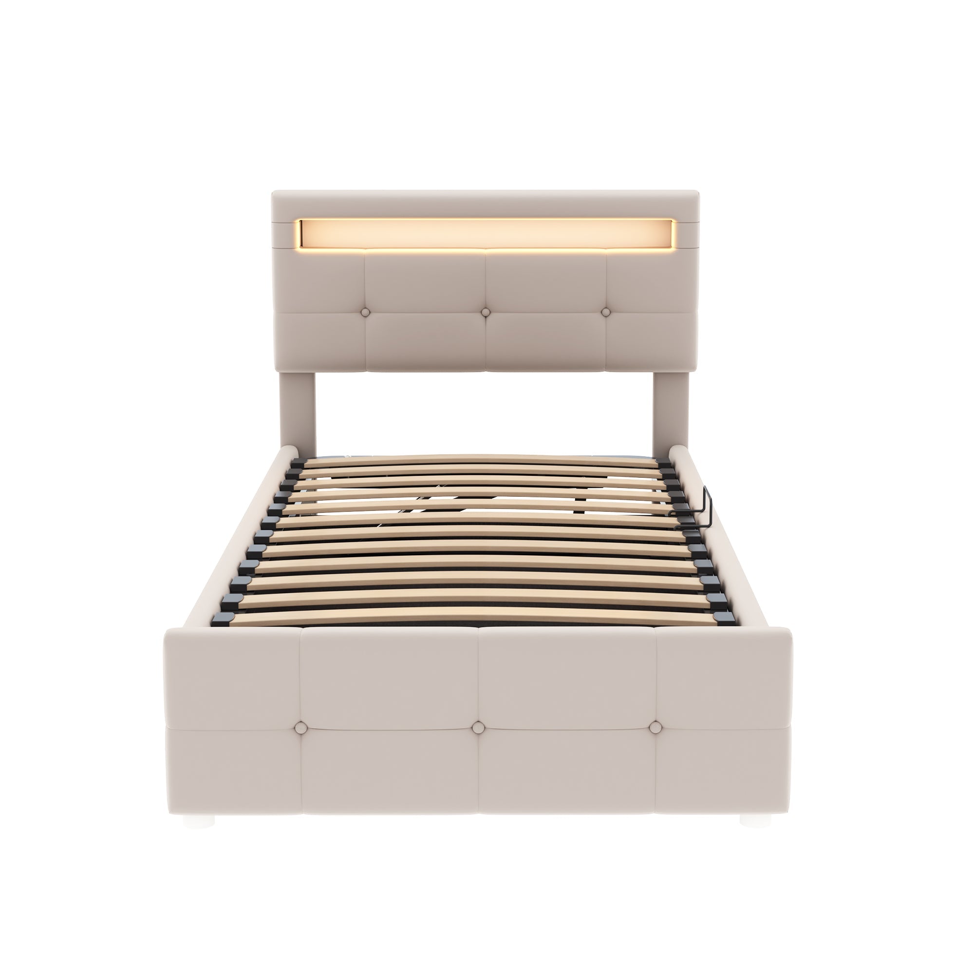 Logidon kinderbed 90x200 cm met LED verlichting beige fluweel