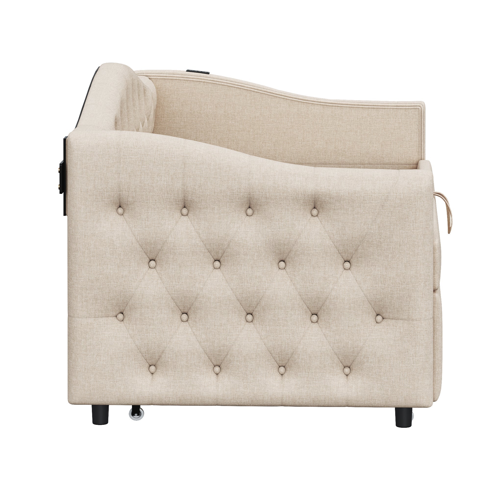 Logidon uitschuifbare slaapbank 90x200 beige met USB-poort