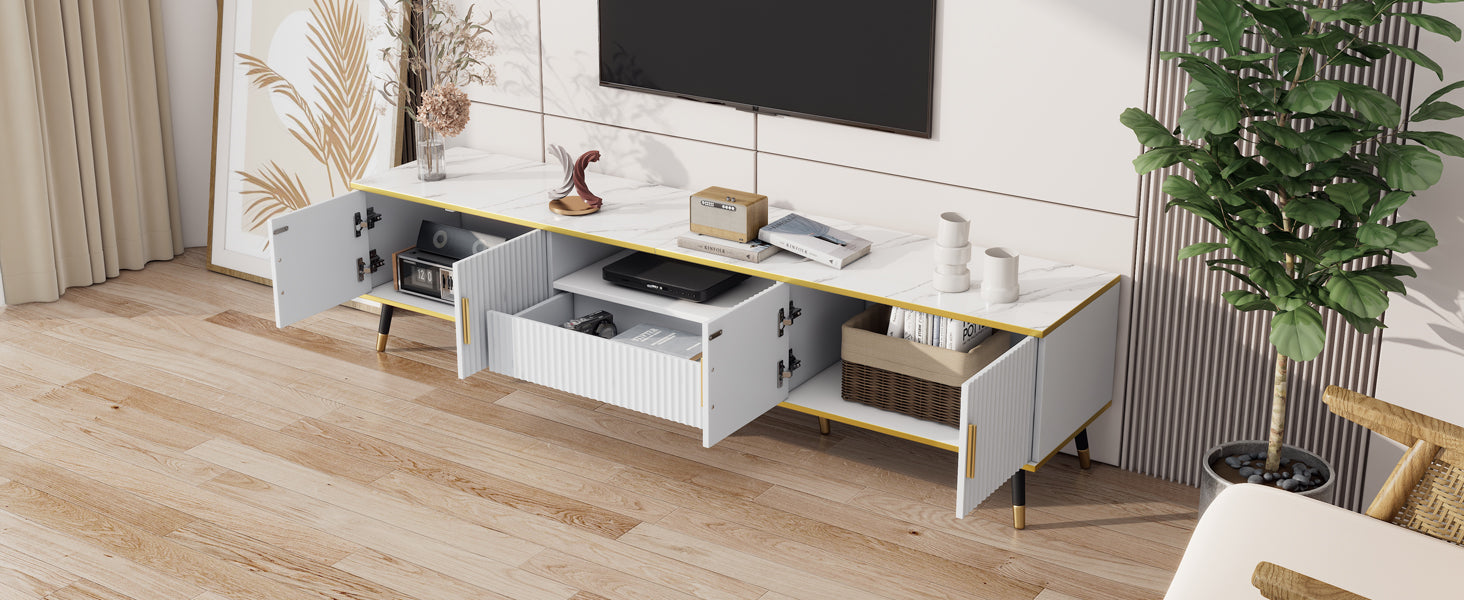 Logidon Modern TV-meubel Wit Marmerlook 200x40x46 cm