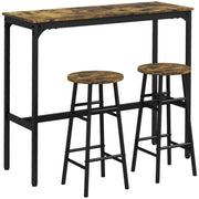Logidon bar table set 3-piece industrial design brown MDF 105 cm