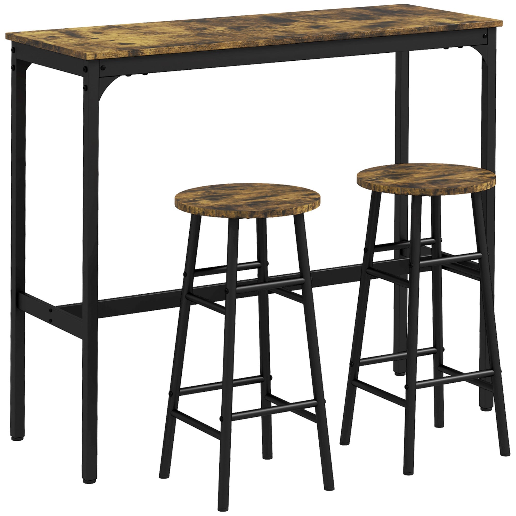 Logidon bartafelset 3-delig industrieel design bruin MDF 105 cm