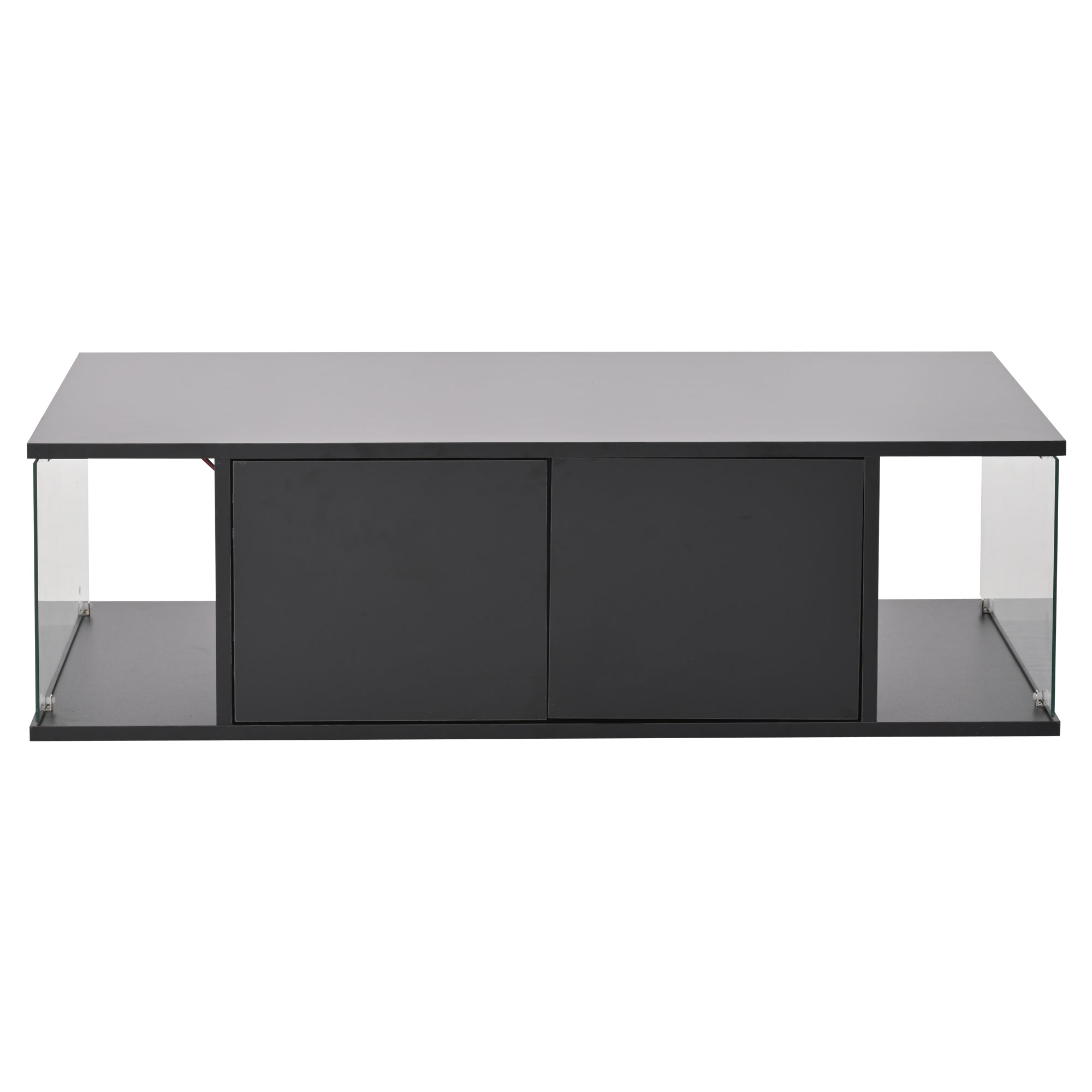 Logidon salontafel 100x50x30 cm zwart hoogglans LED 2 kasten