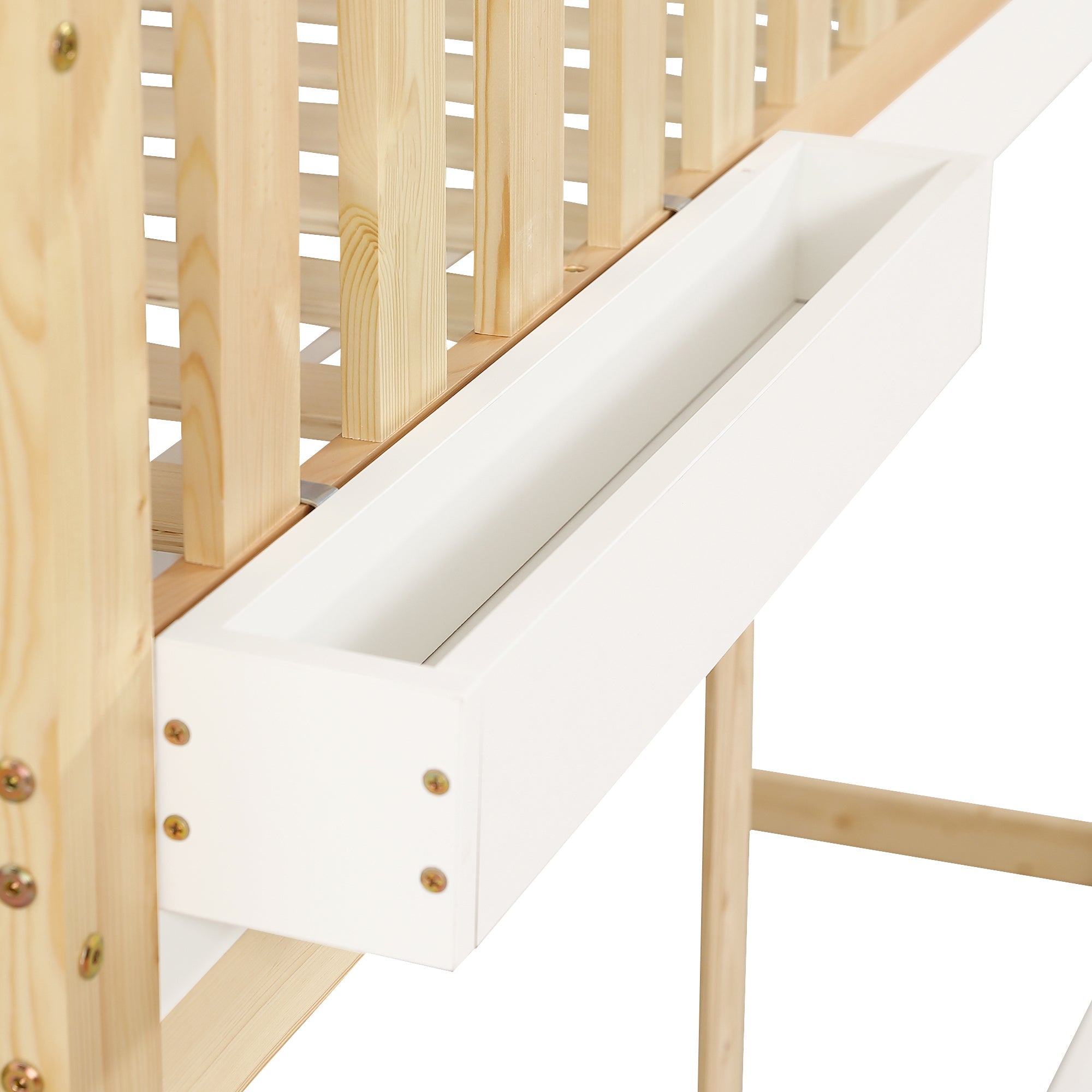 Logidon Kinderhoogslaper 90x200 met plankruimte en opbergruimte wit-naturel