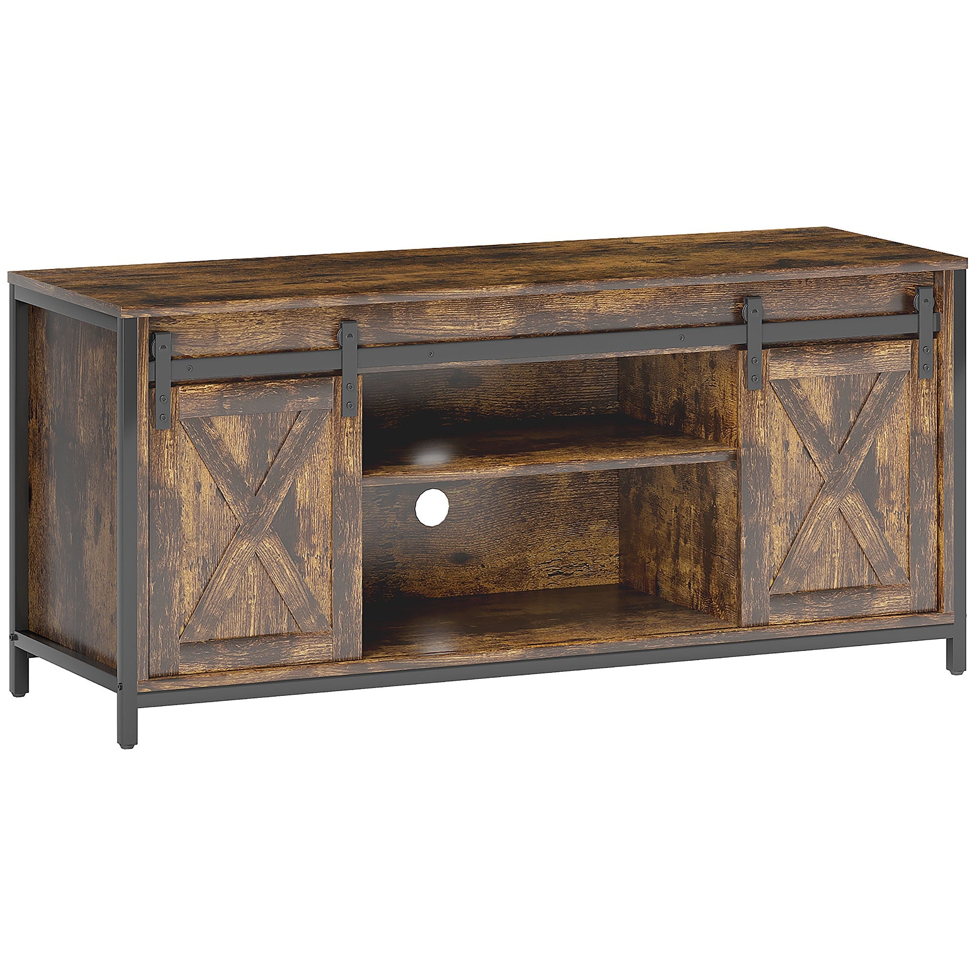 Logidon TV-meubel 120 cm bruin industriële look schuifdeuren