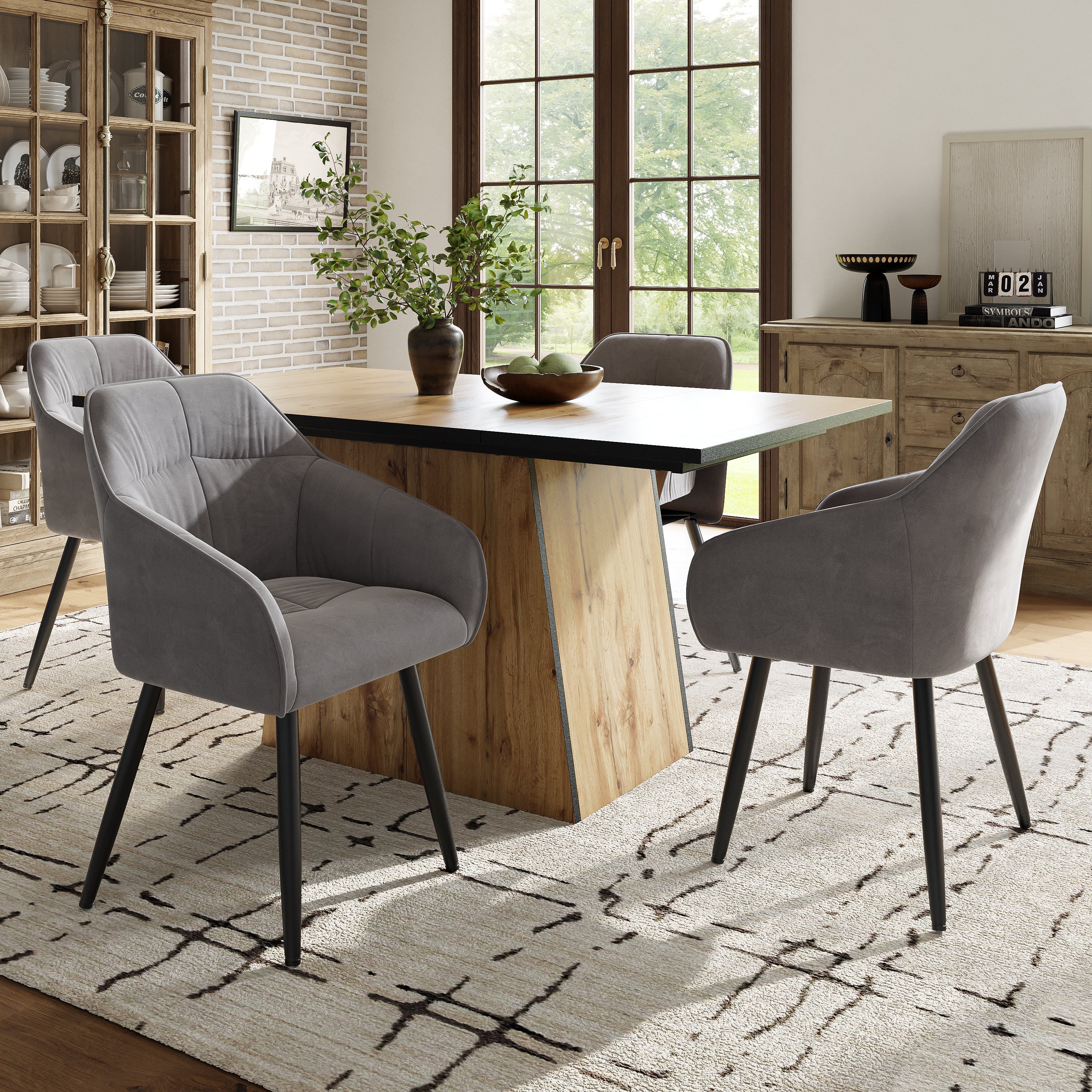 Logidon Modern dining table bistro table 138x80x75 cm MDF light brown