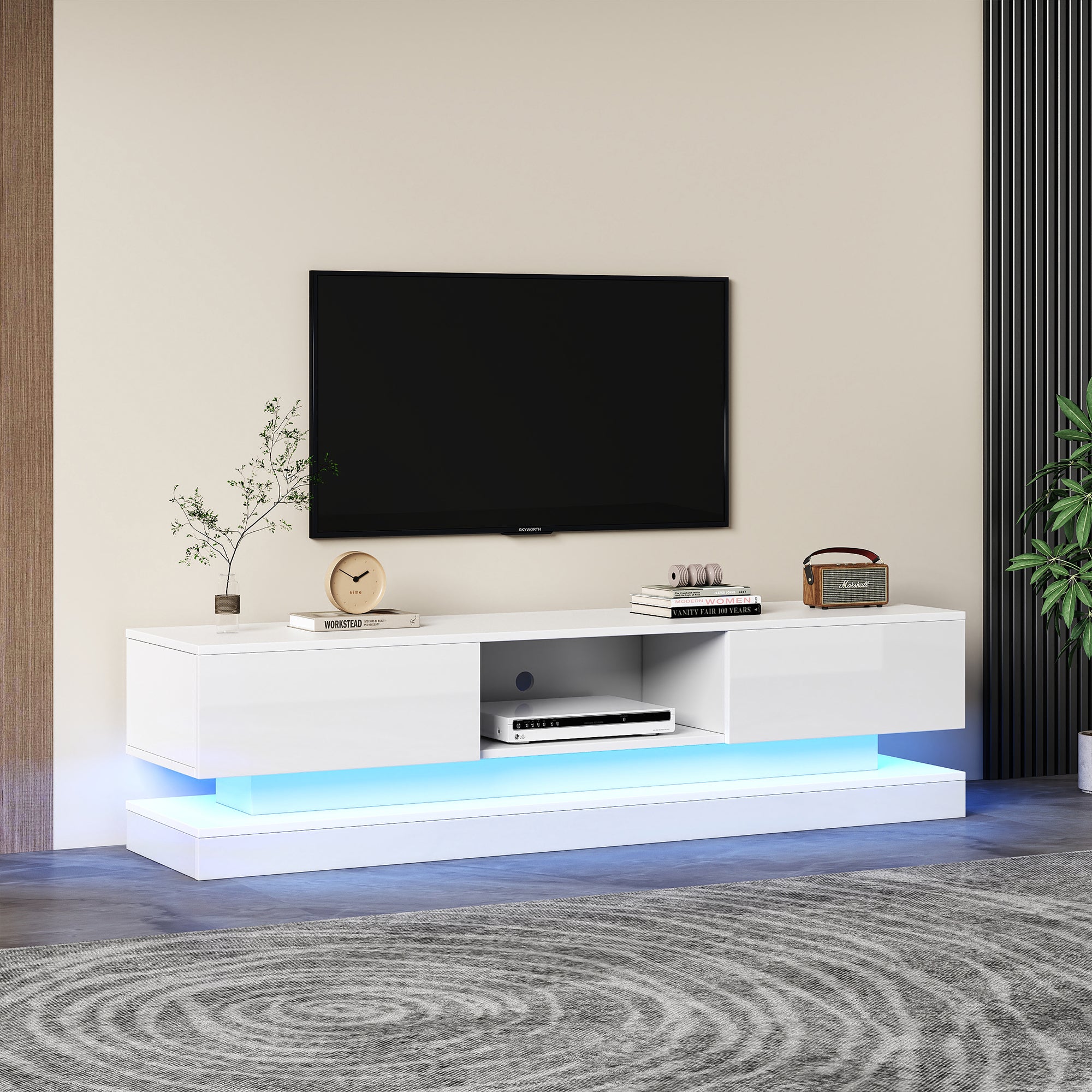 Logidon wit TV-meubel 160 cm met LED-verlichting app bediening
