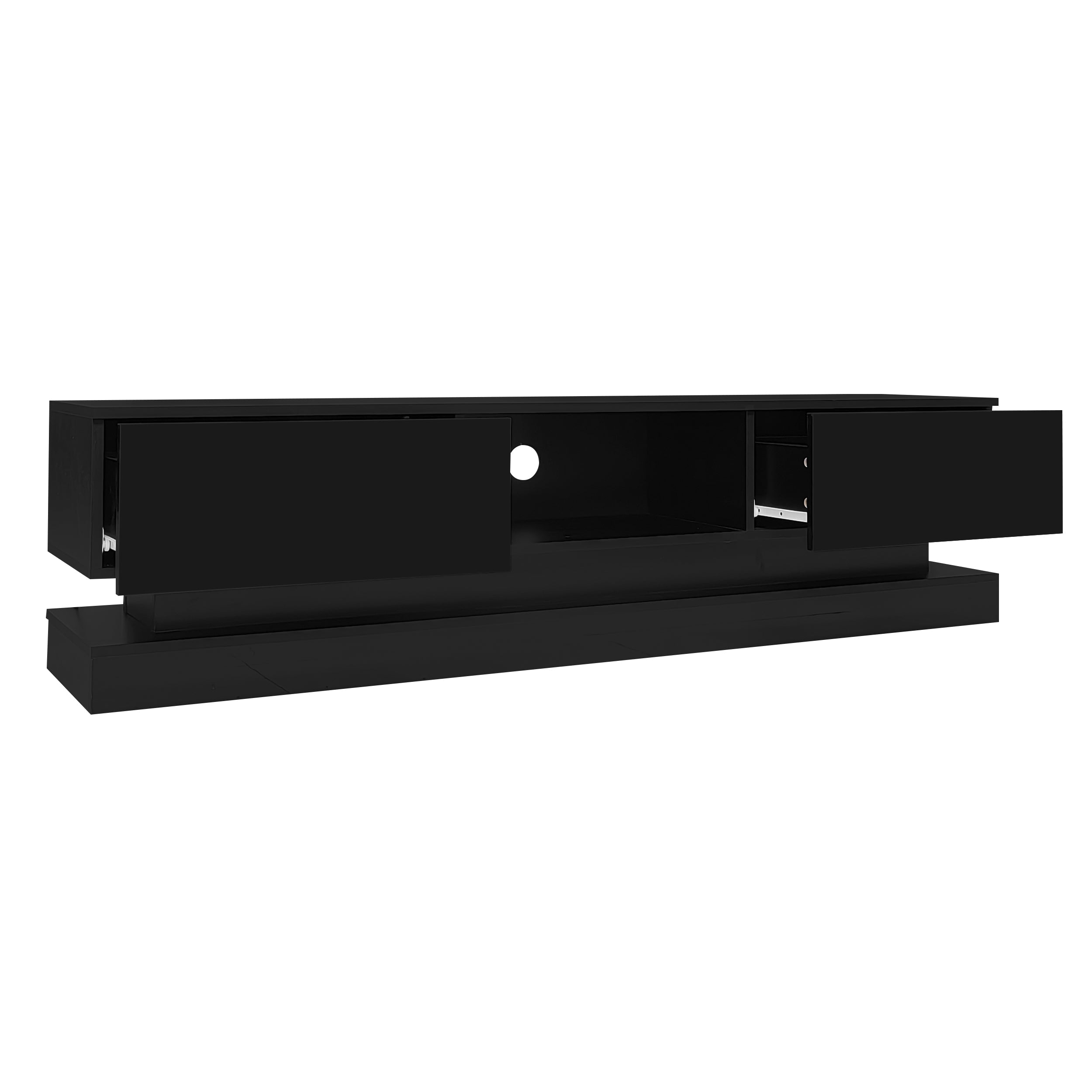 Logidon Zwart Hoogglans TV-meubel 160 CM Met LED 2 Laden