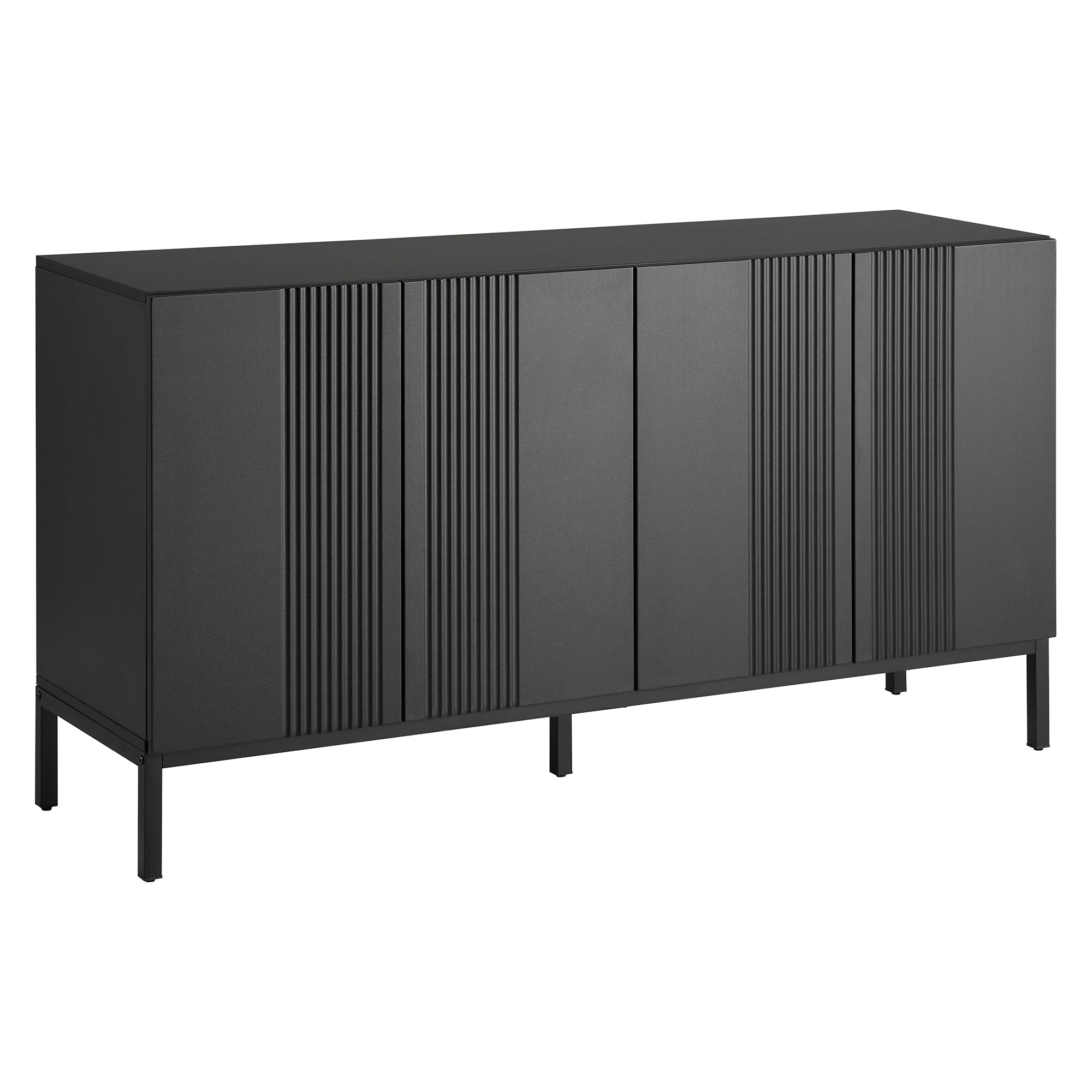 Logidon Modern Dressoir 4-deurs Greeploos Zwart 145x41x80 cm