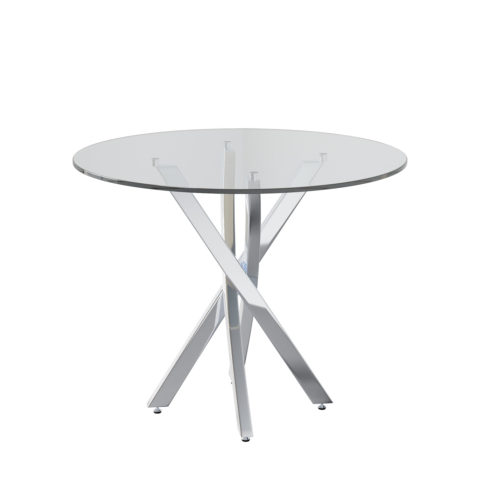 Logidon round dining table glass top 80x80cm silver modern design