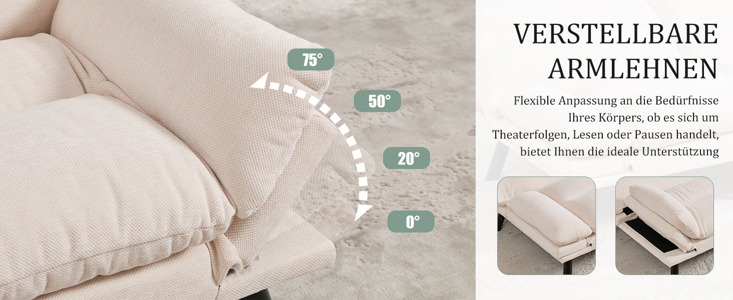 Logidon Moderne Tweezits Chenille Bank Beige Fluweel 165 x 90 x 76 cm