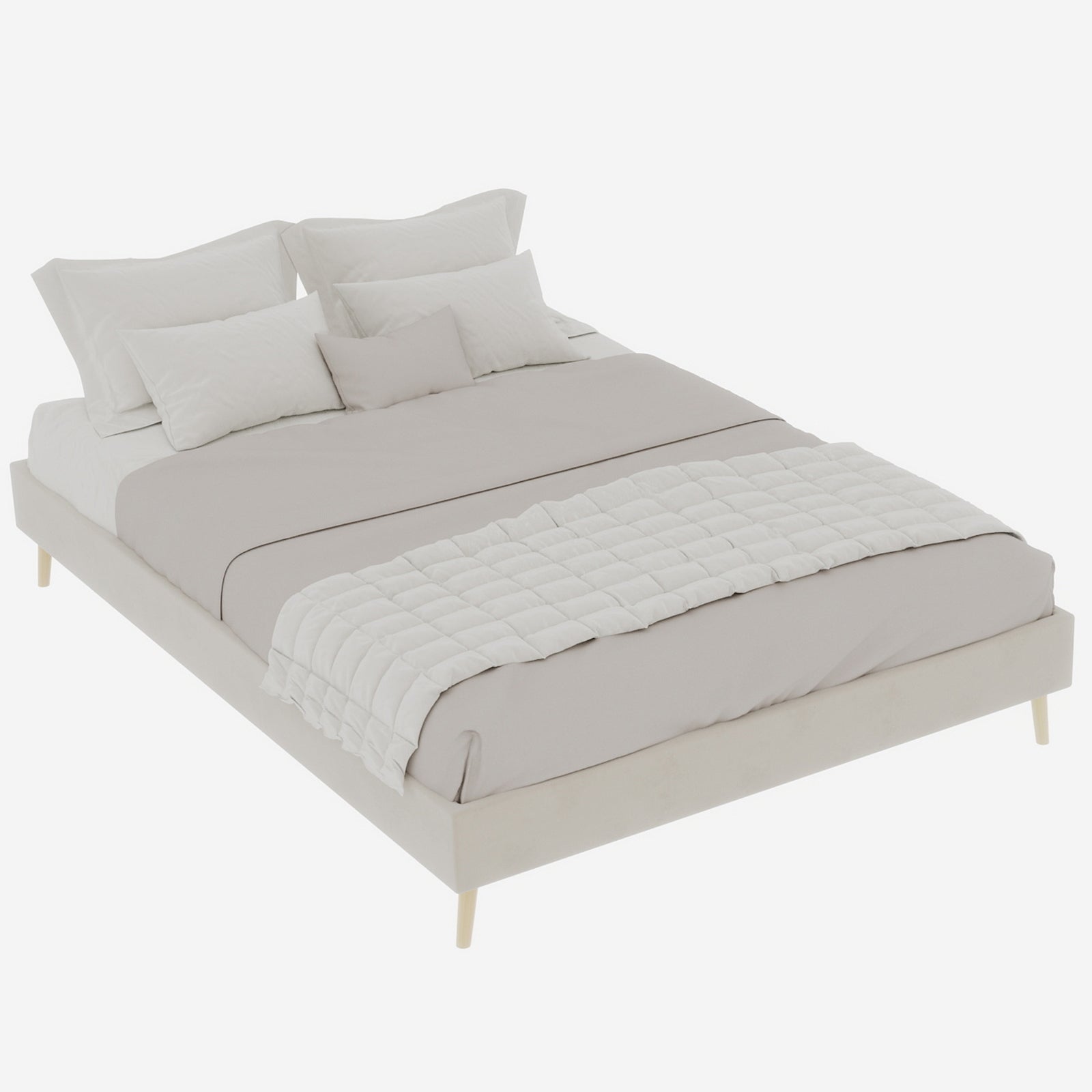 Logidon Modern Minimalistisch Bedframe 160x200 Beige Nederlands Fluweel