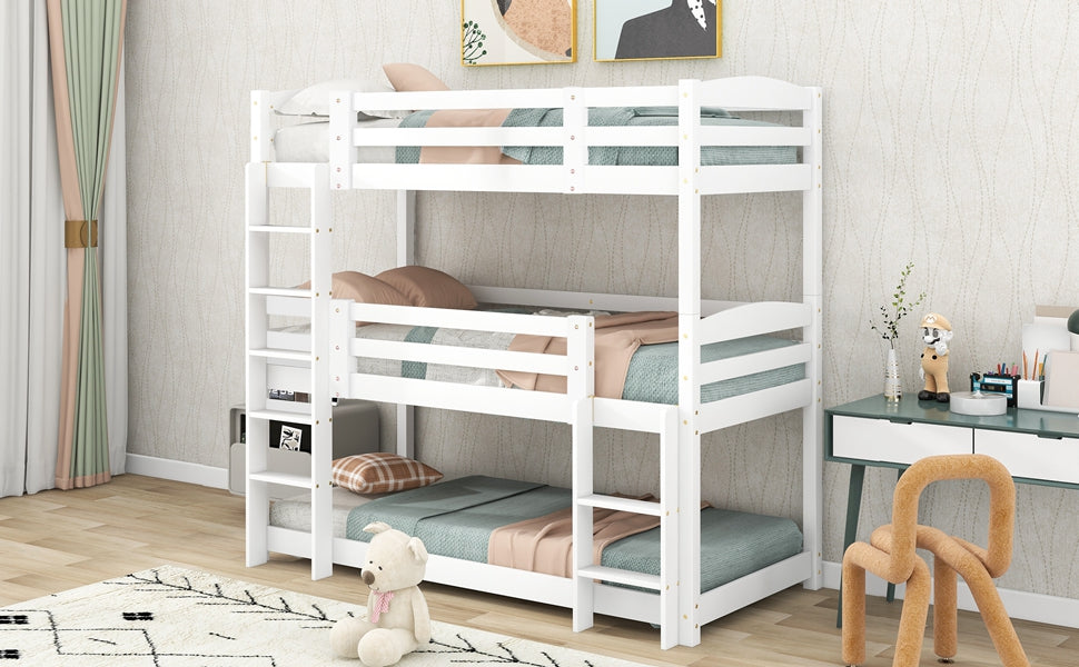 Logidon 3-persoonsstapelbed 90x200 cm wit hout - zonder matras