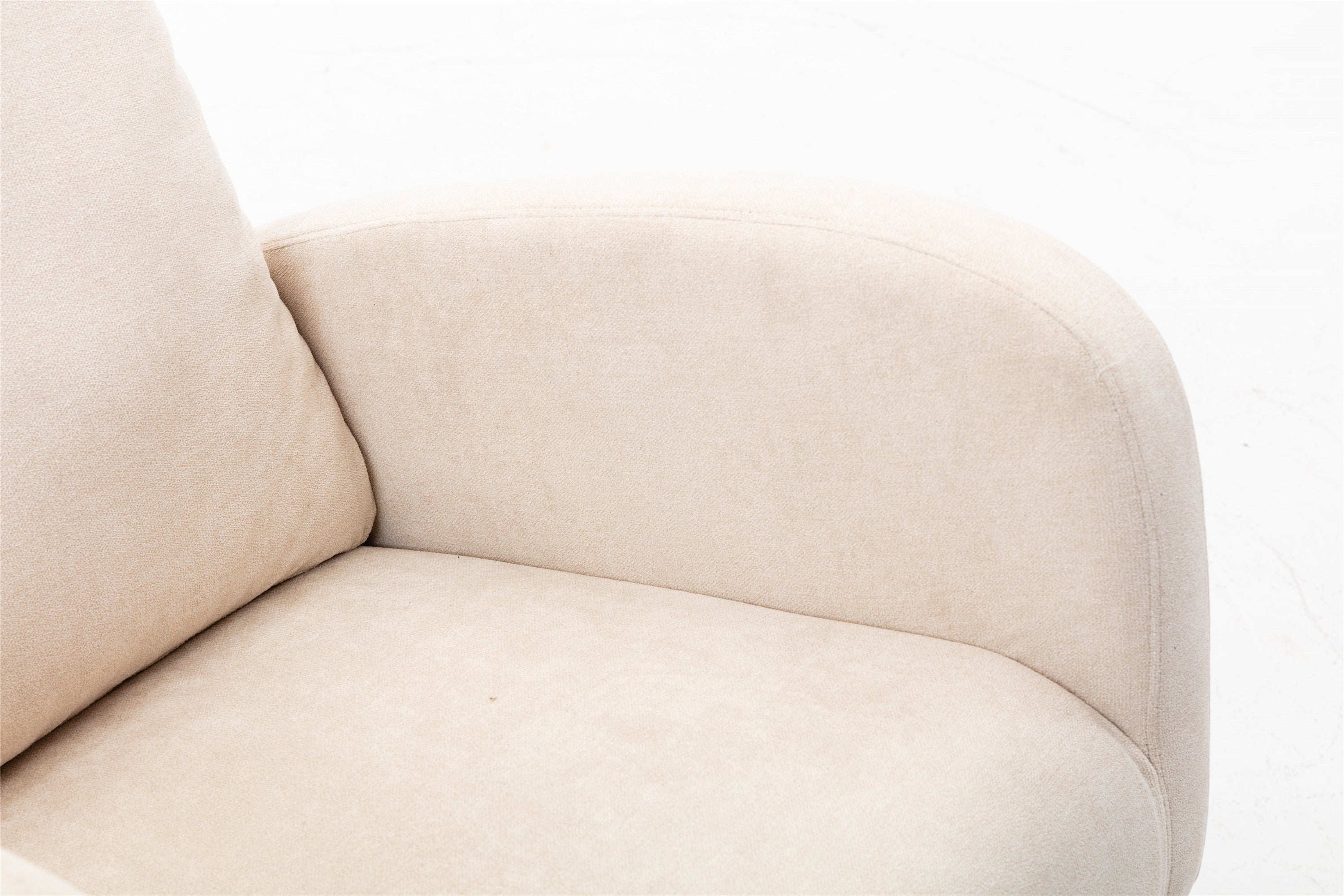 Logidon Beige gestoffeerde schommelstoel met hoge rugleuning, midden eeuw