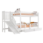 Logidon kinderstapelbed wit 90x200 cm met glijbaan en trap