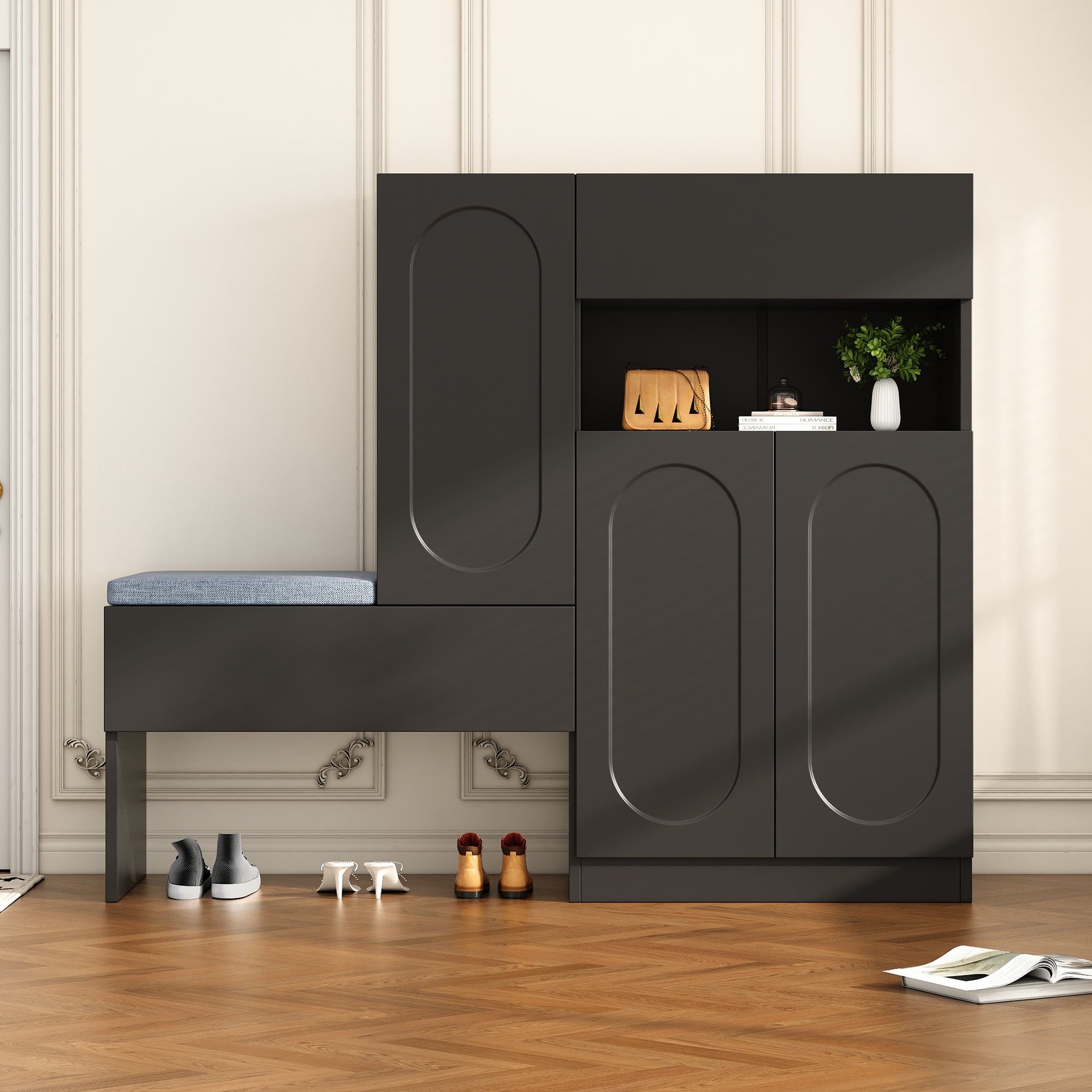 Logidon Trendy 2-in-1 Schoenenkast Zwart 130x35x110 cm Soft Close