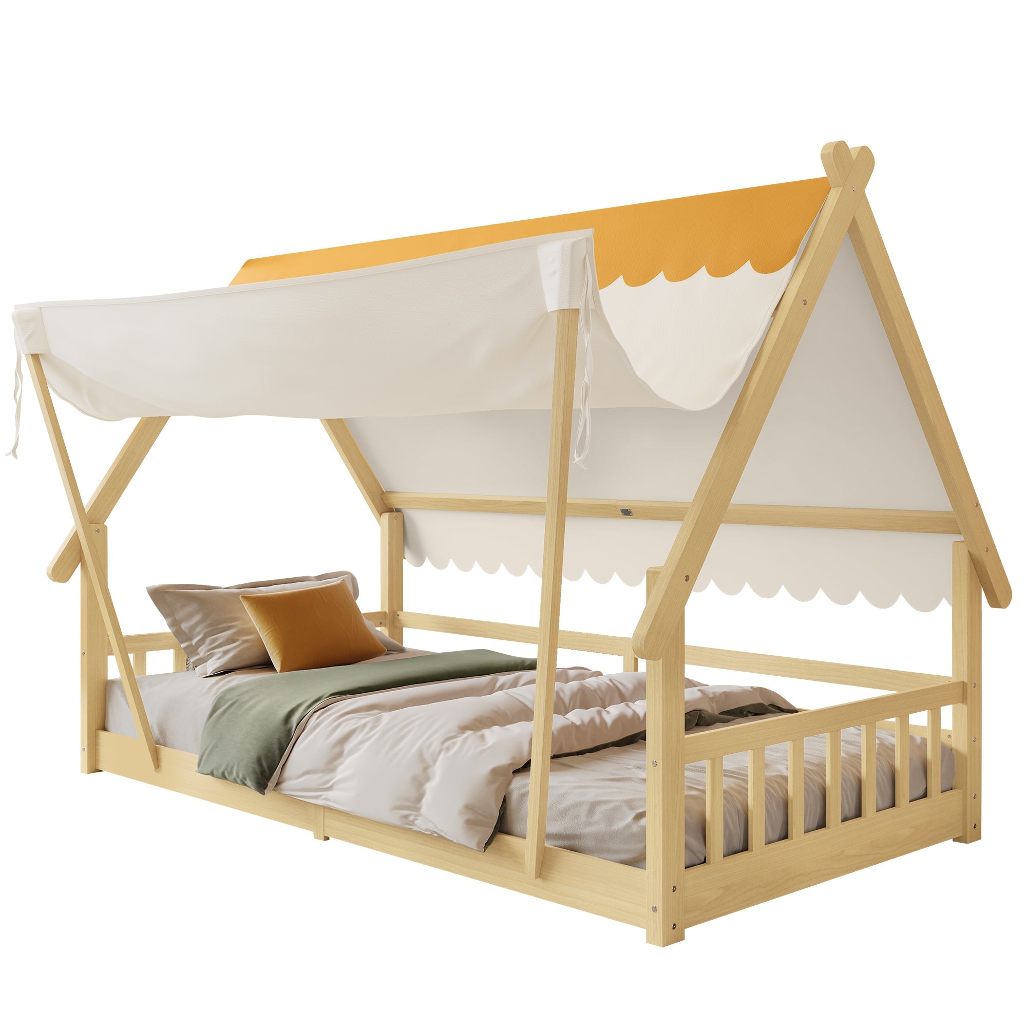 Logidon Cabinebed 90x200 met afneembare tent wit