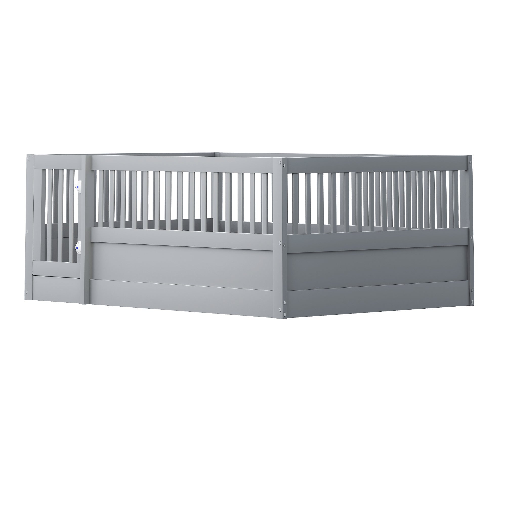 Logidon children's bed 140x200cm gray wooden bed frame with grid