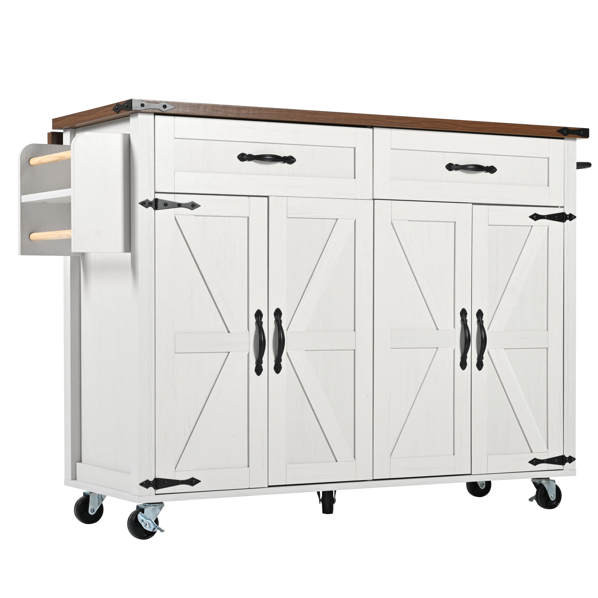 Logidon Kitchen Island With Extendable Worksheet Beige On Wheels