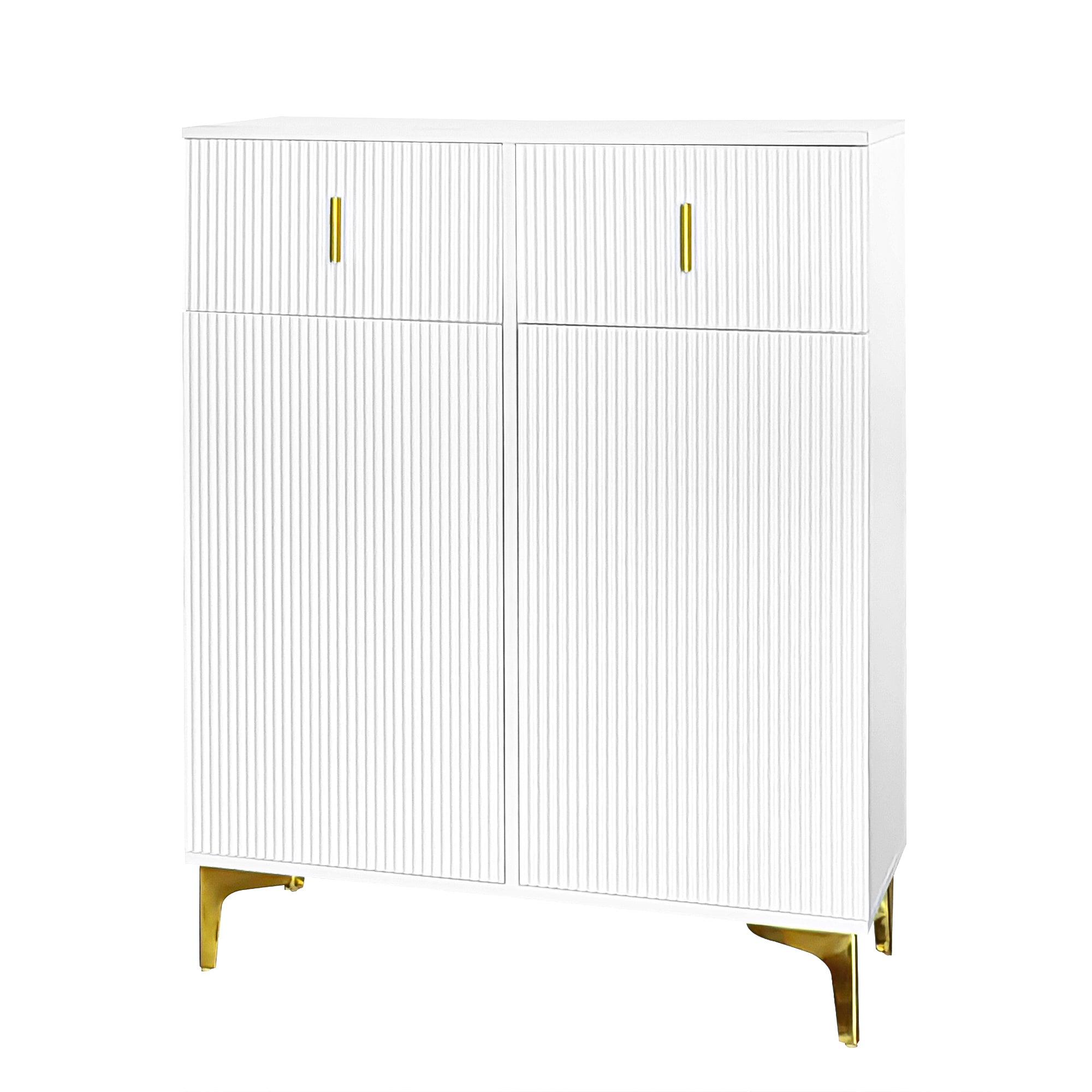 Logidon Sideboard White With Structured Panel And Adjustable Shelves