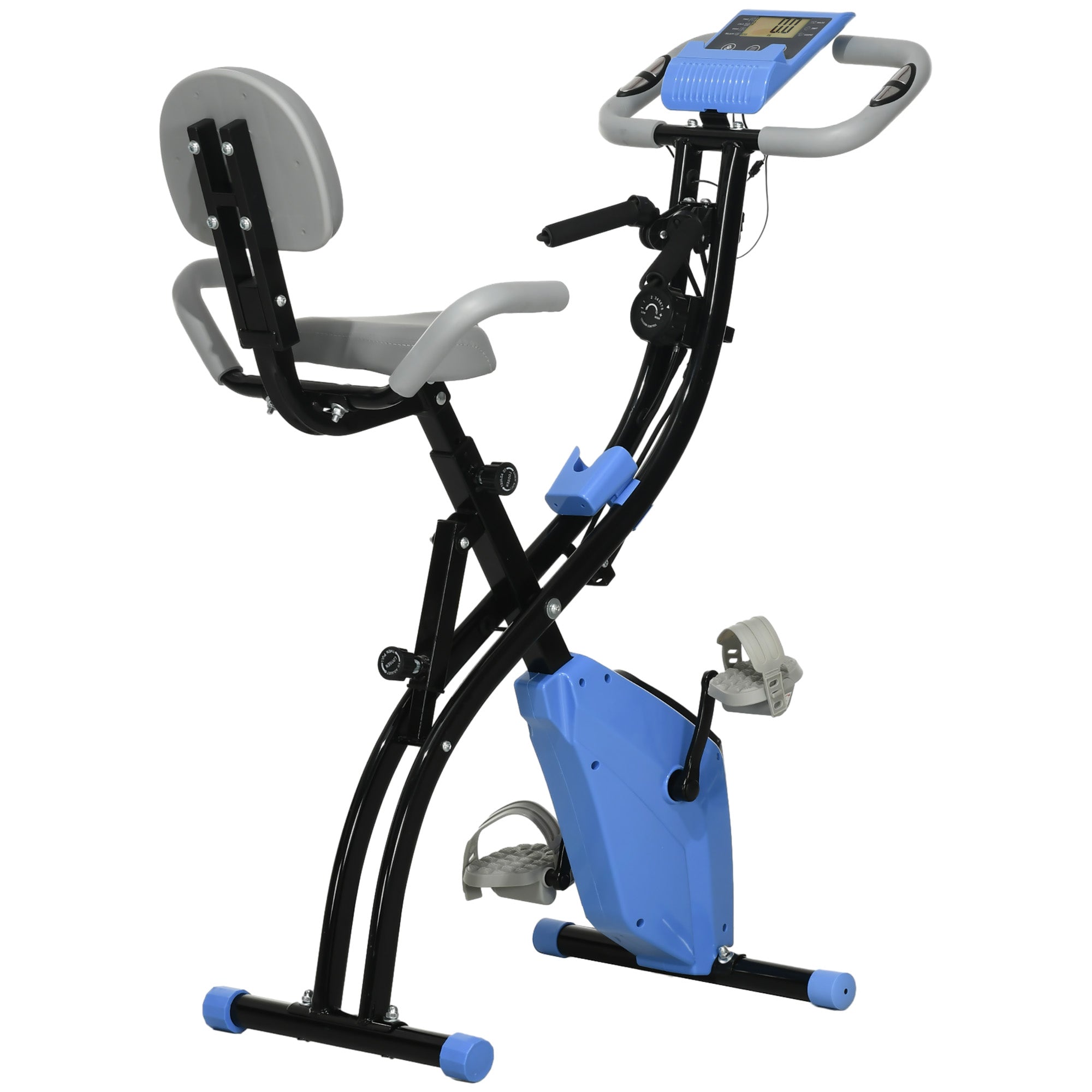 Logidon X-Bike 2-in-1 hometrainer blauw LCD-display Magnetische weerstand met 8 niveaus