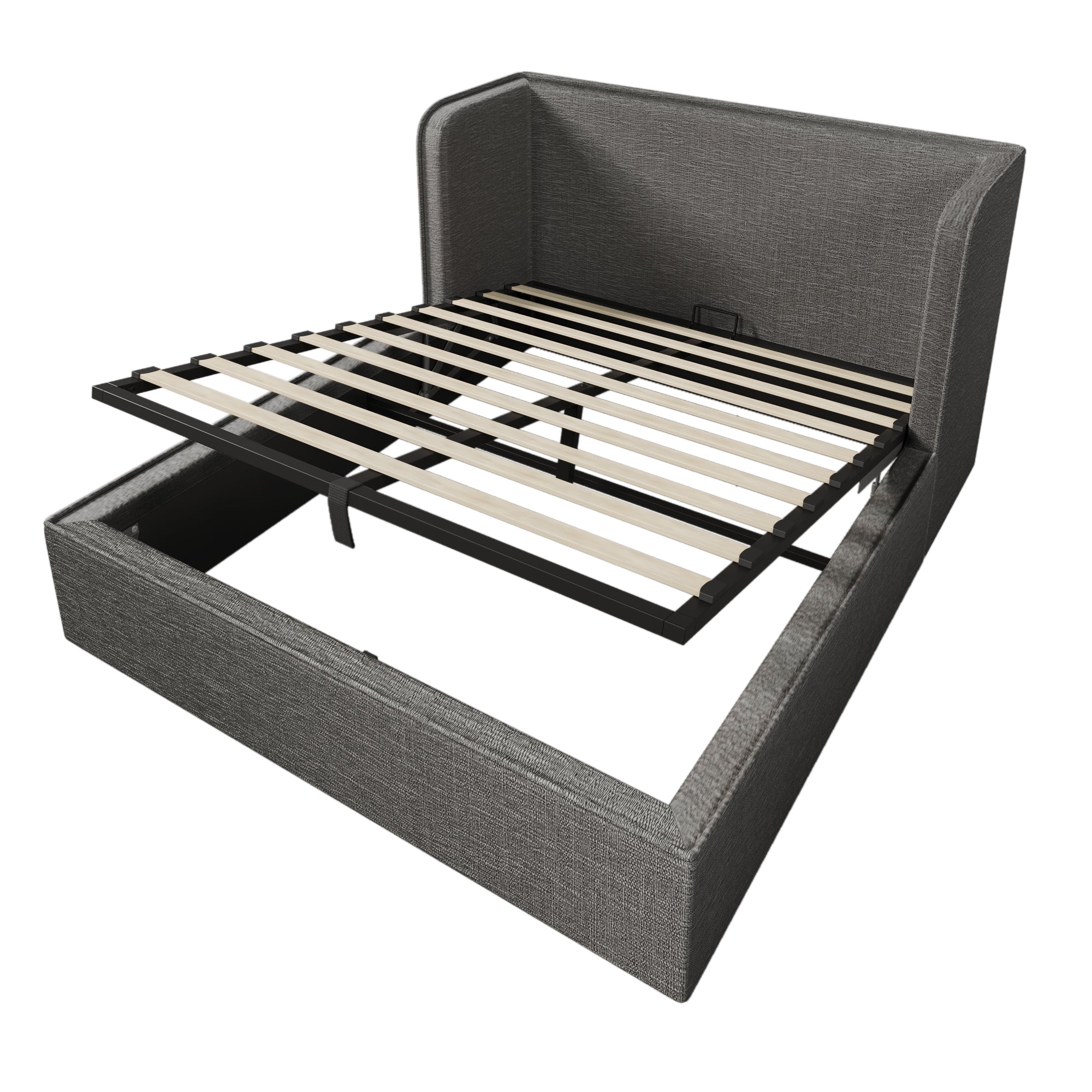 Logidon gestoffeerd bed 160x200 grijs met hydraulische opbergruimte