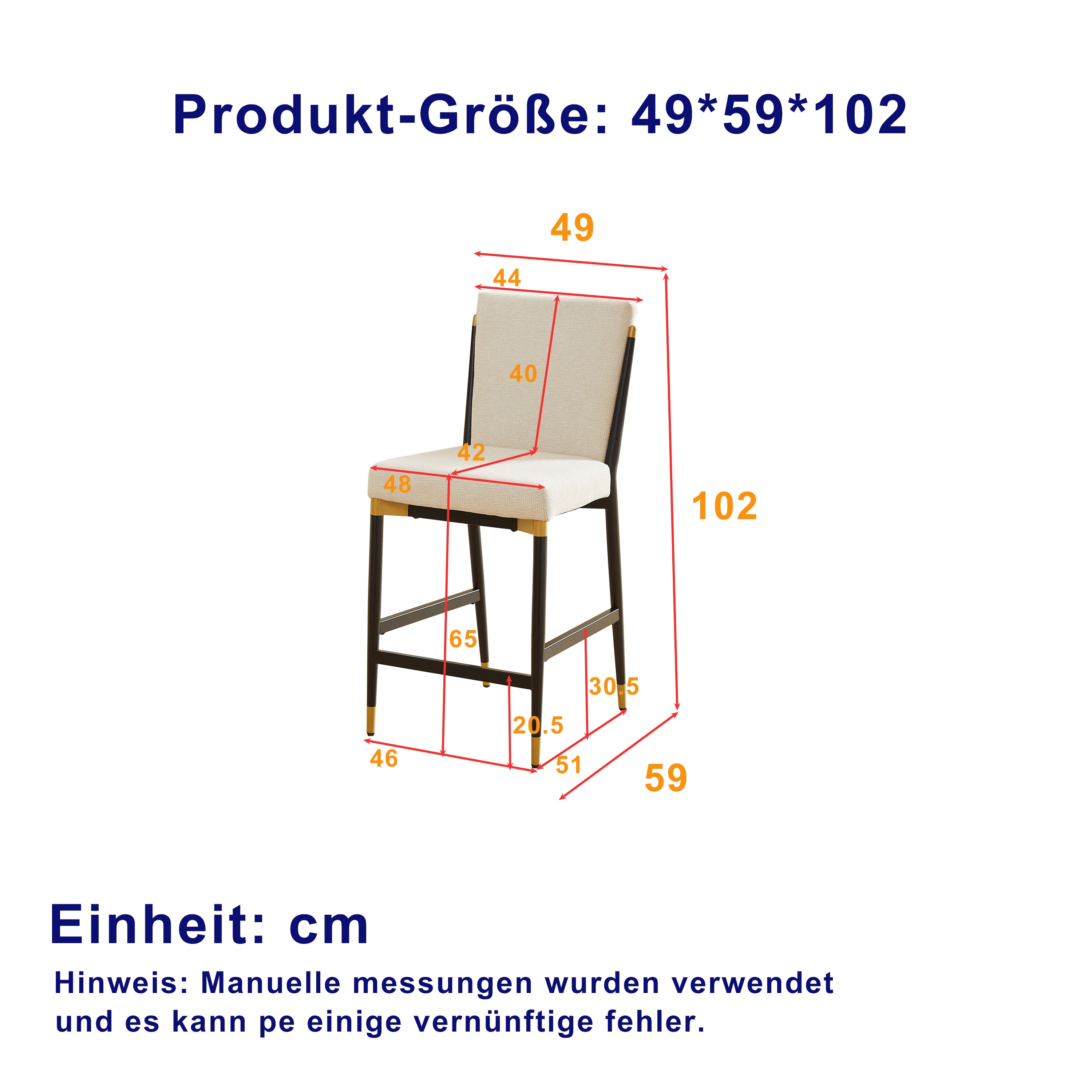 Logidon set van 2 barkrukken op toonbankhoogte zwart goud frame beige stof