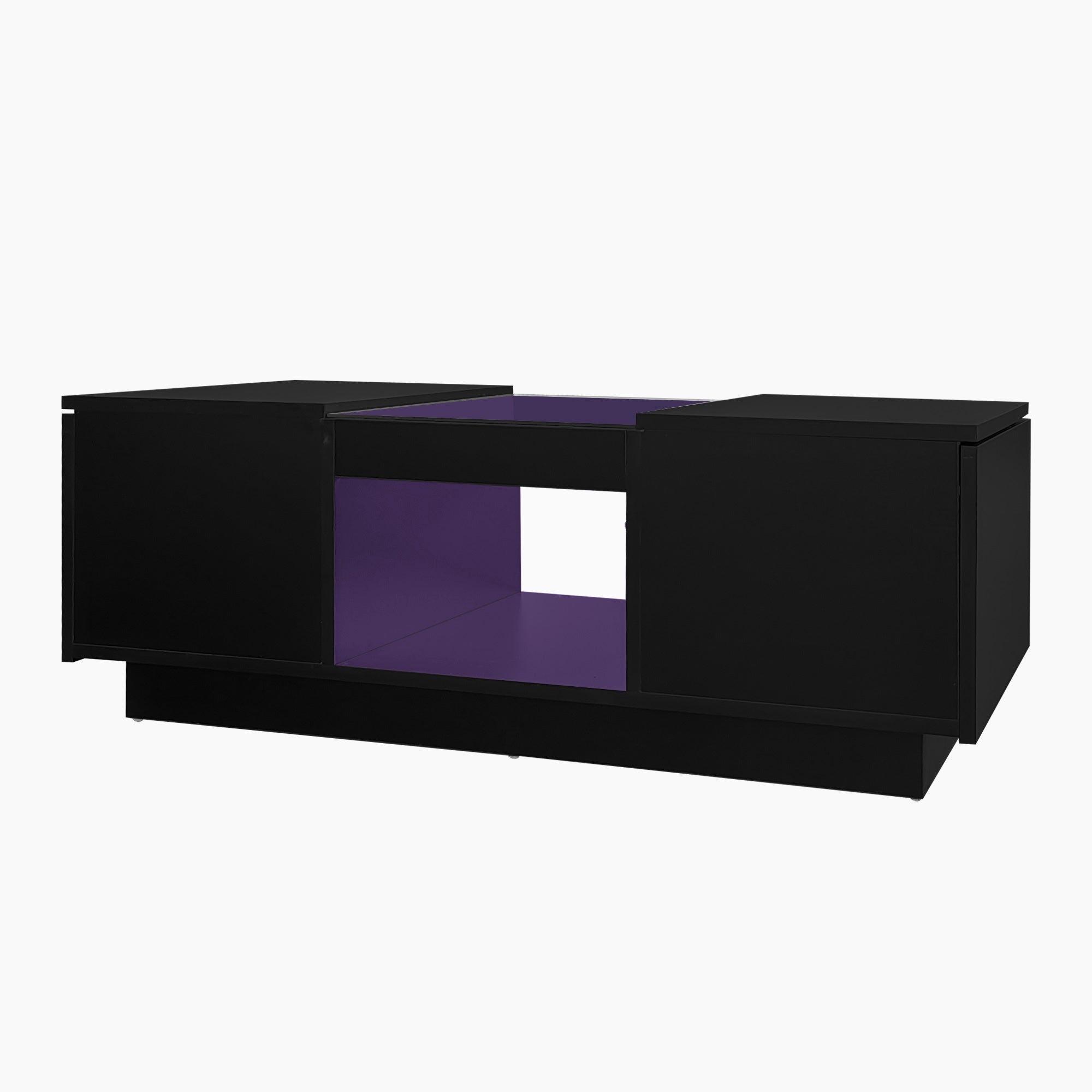 Logidon Zwarte salontafel 100x50x35,5 cm glaspanelen LED
