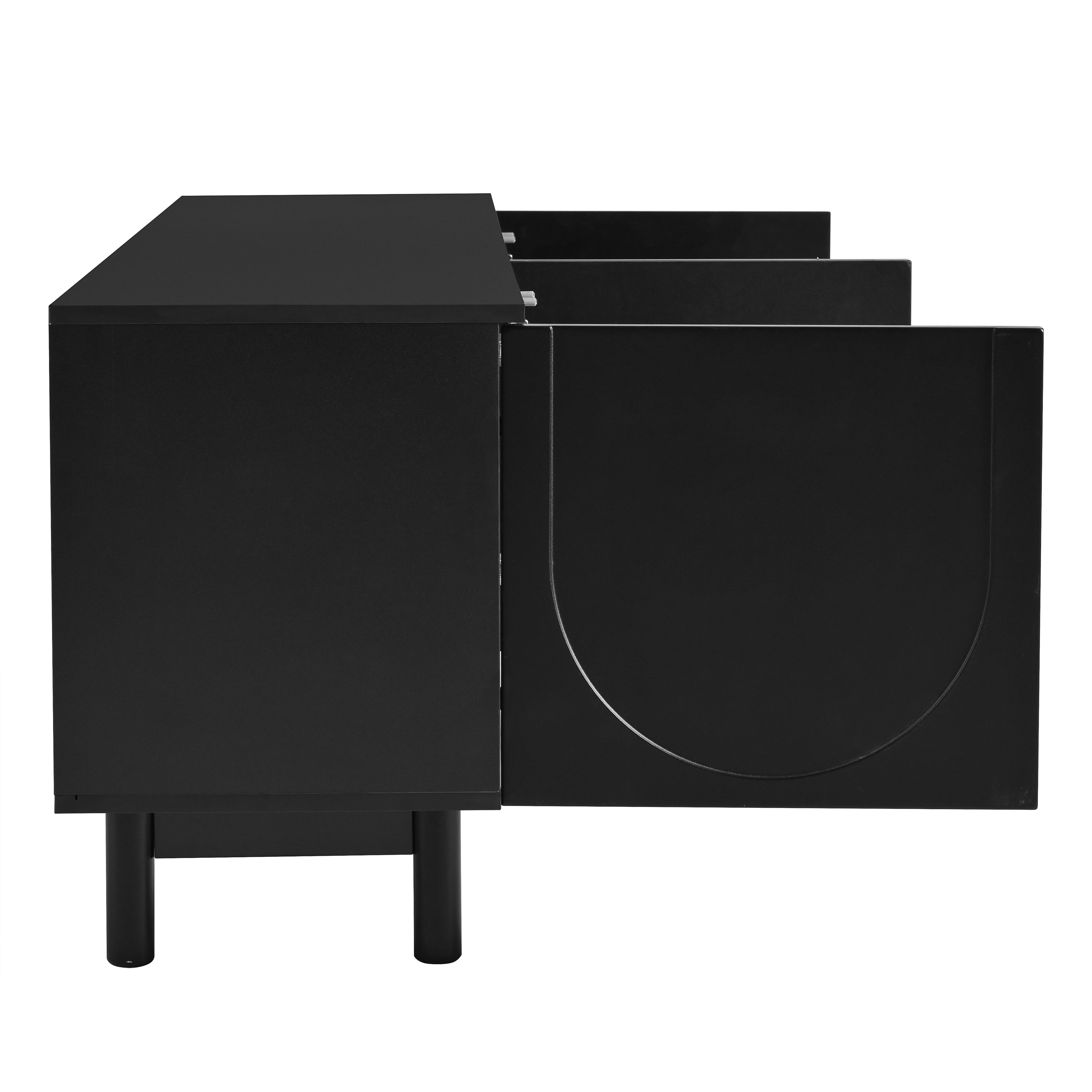 Logidon Modern Black TV Cabinet 175 cm Adjustable Panels